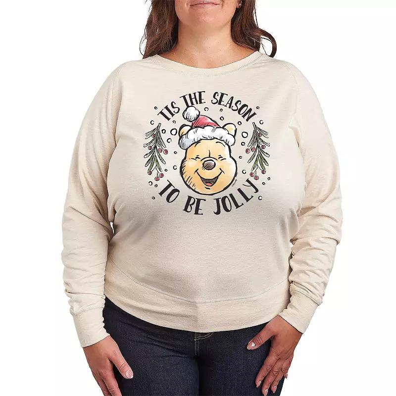Disney's Winnie The Pooh Plus Size Tis The Season French Terry Long Sleeve Tee, Women's, Size: 1XL, Beige Product Image
