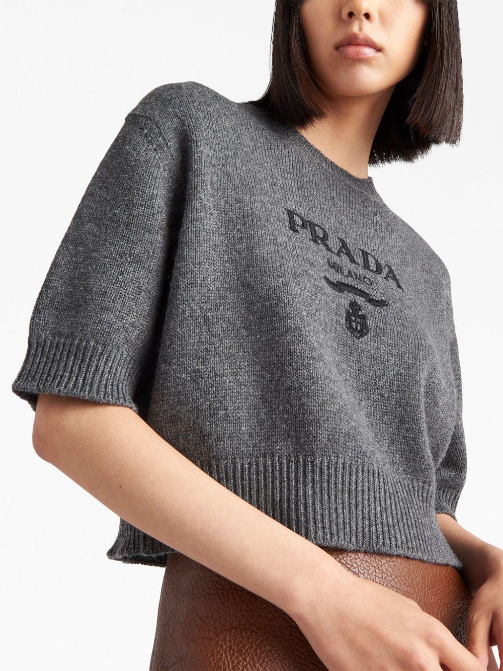 logo-intarsia cropped wool jumper Product Image