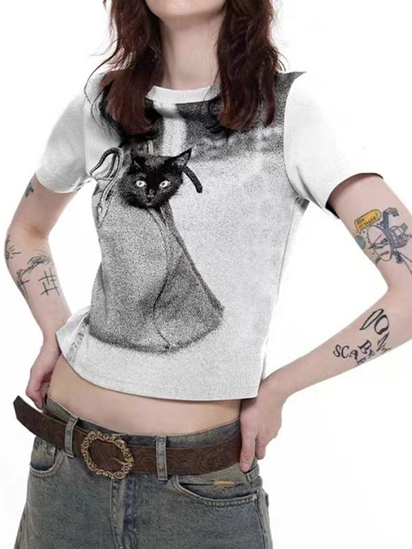 Cat Print Short Sleeve Tee Product Image