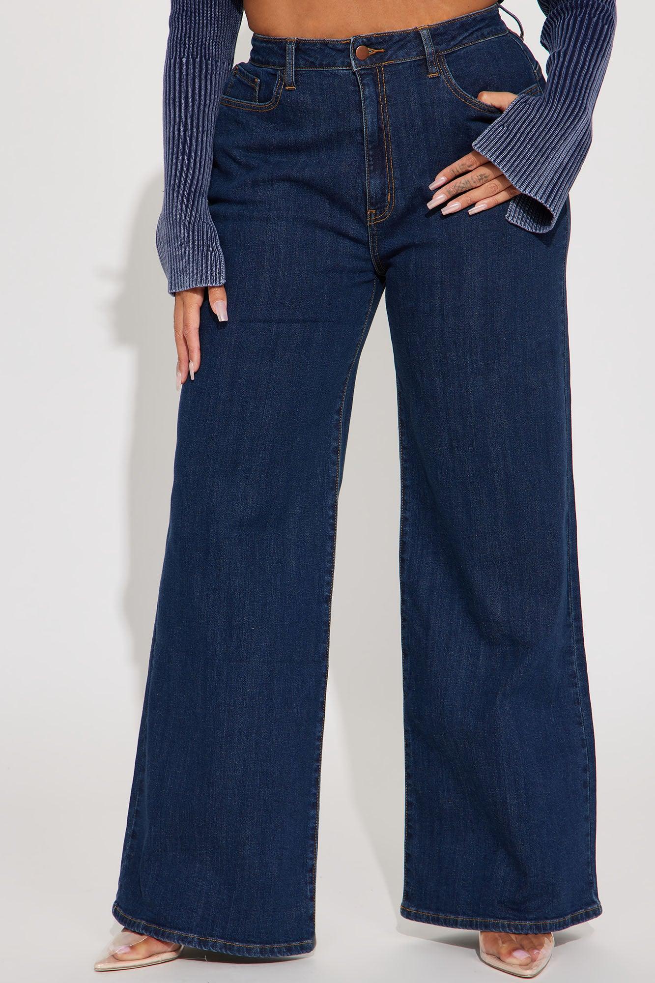 Chasing Thrills Stretch Wide Leg Jeans - Dark Wash Product Image