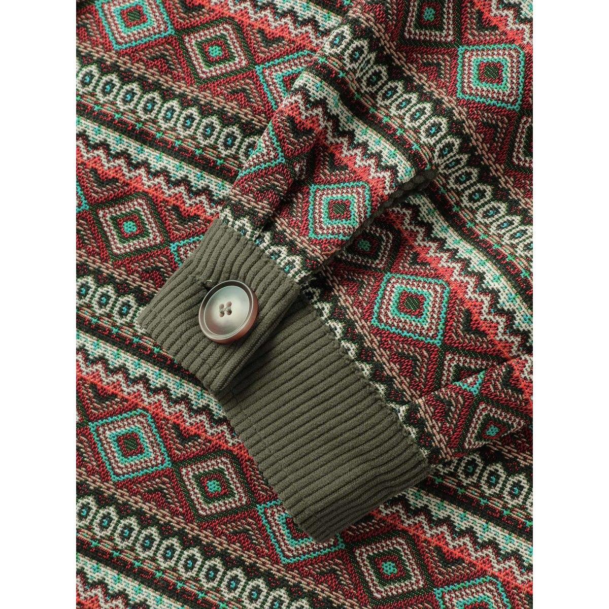 Plus Size Corduroy Spliced Yarn-Dyed Contrast Jacket Women ArmyGreen Texture Casual Jackets BloomChic 18-20/2X Product Image