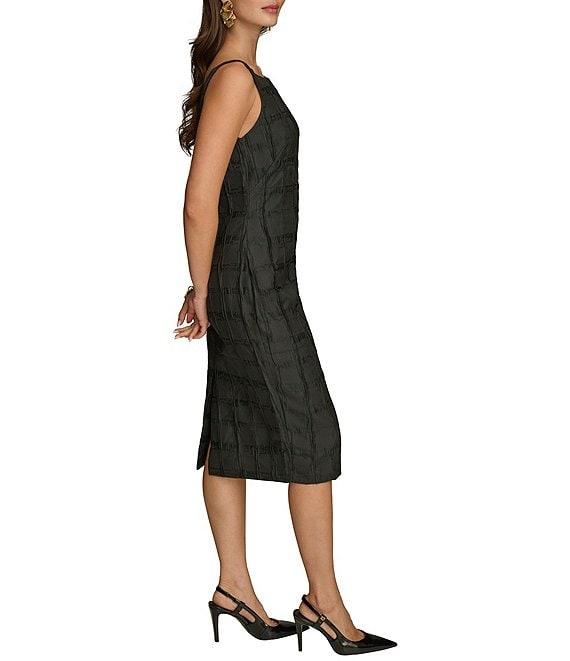 Donna Karan Jacquard Boat Neck Sleeveless Sheath Dress Product Image