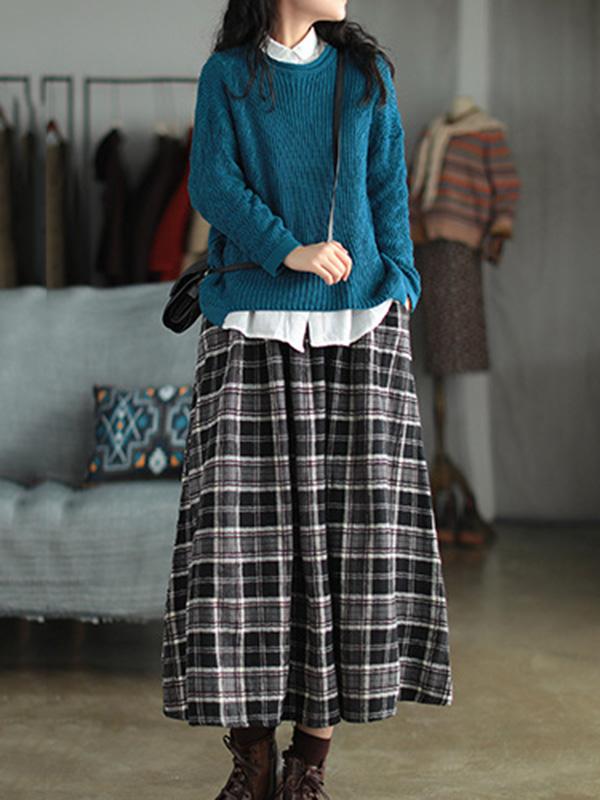 Artistic Retro Plaid A-Line Skirt Product Image