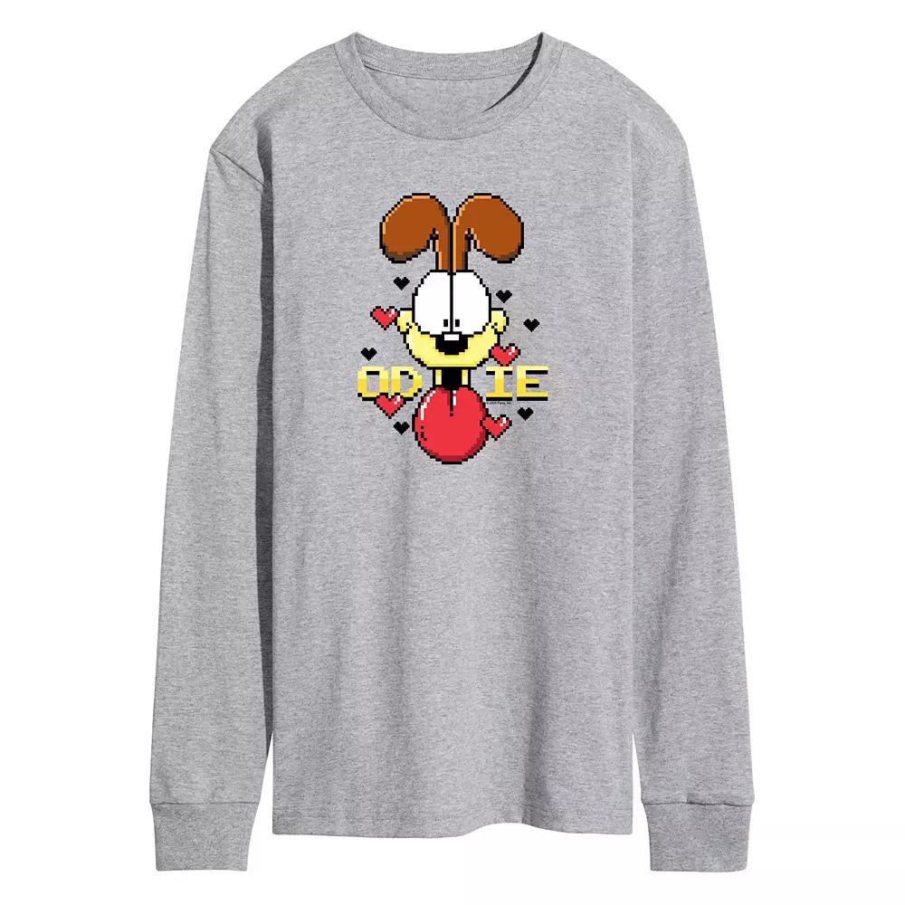 Men's Garfield Pixel Odie Long Sleeve Long Sleeve Graphic Tee,  Product Image
