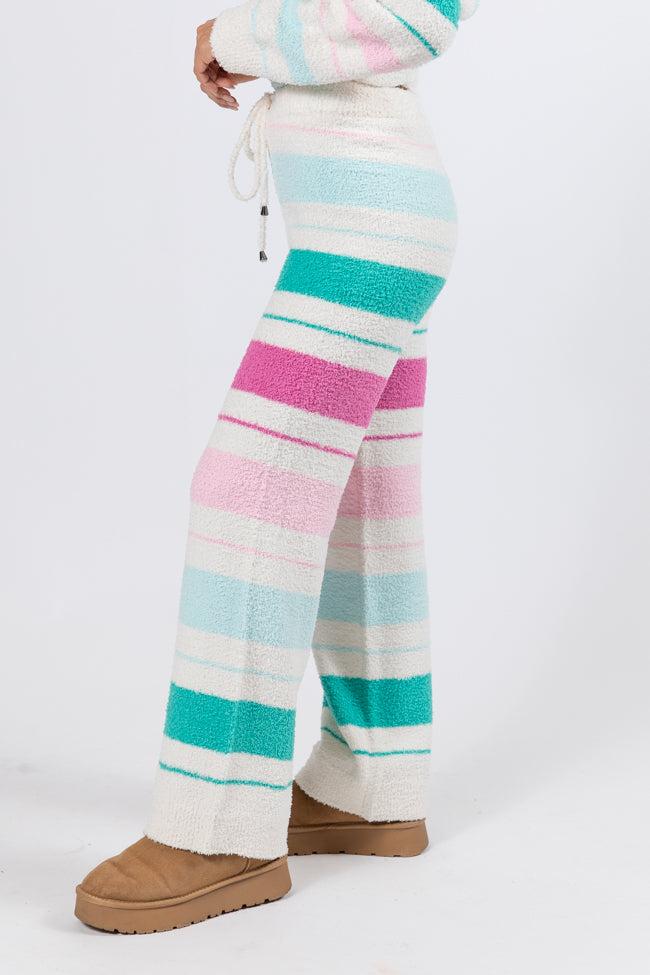 Heart On The Line Multi Striped Fuzzy Lounge Pants FINAL SALE Product Image