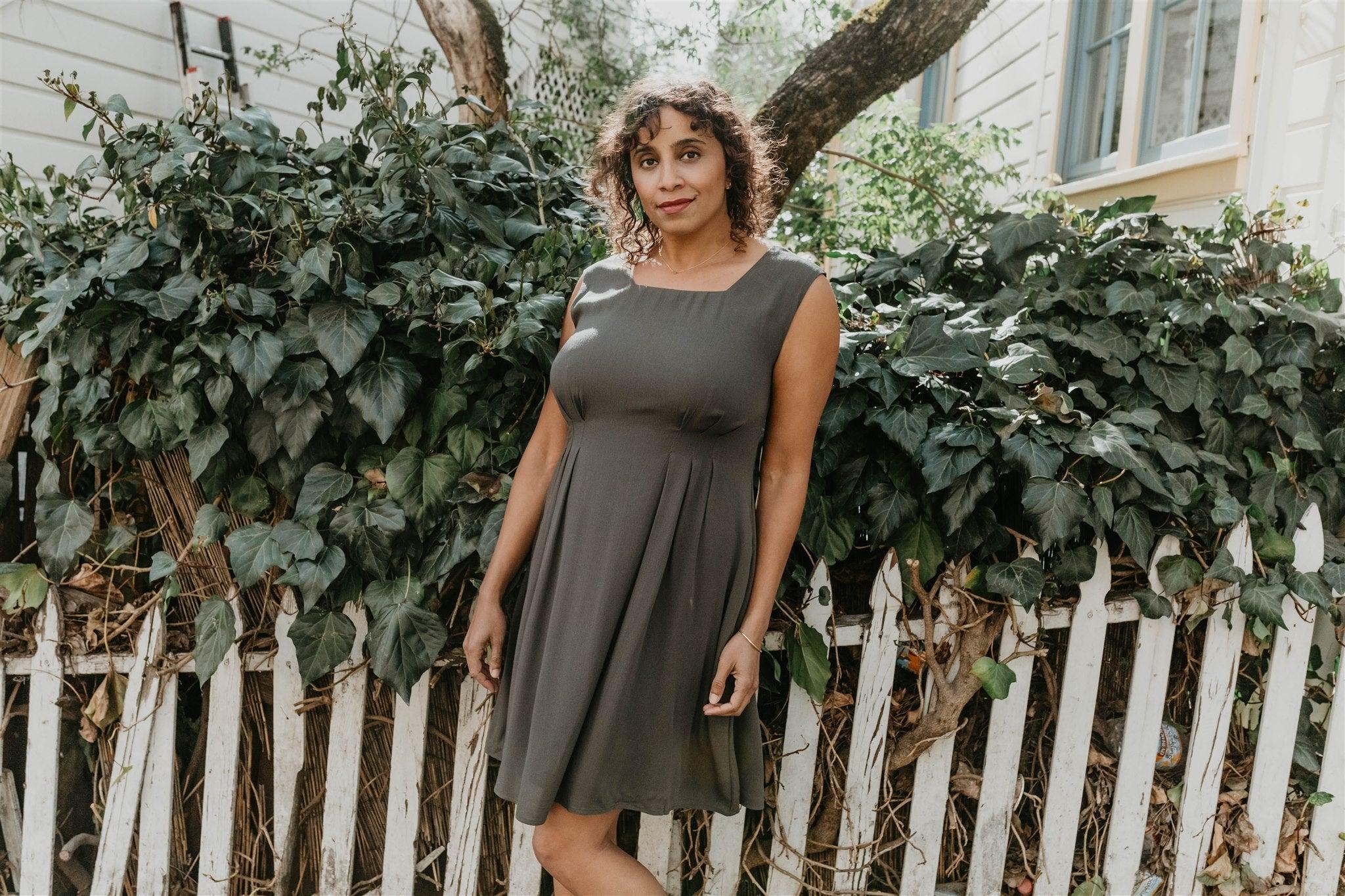 Pleiades Dress in Olive Crepe Product Image