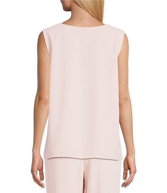 Caroline Rose Matte Crepe Scoop Neck Sleeveless Tank Top Product Image