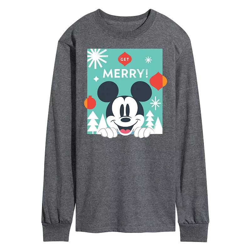Disney's Men's Mickey Mouse Get Merry Long-sleeved Tee,  Product Image