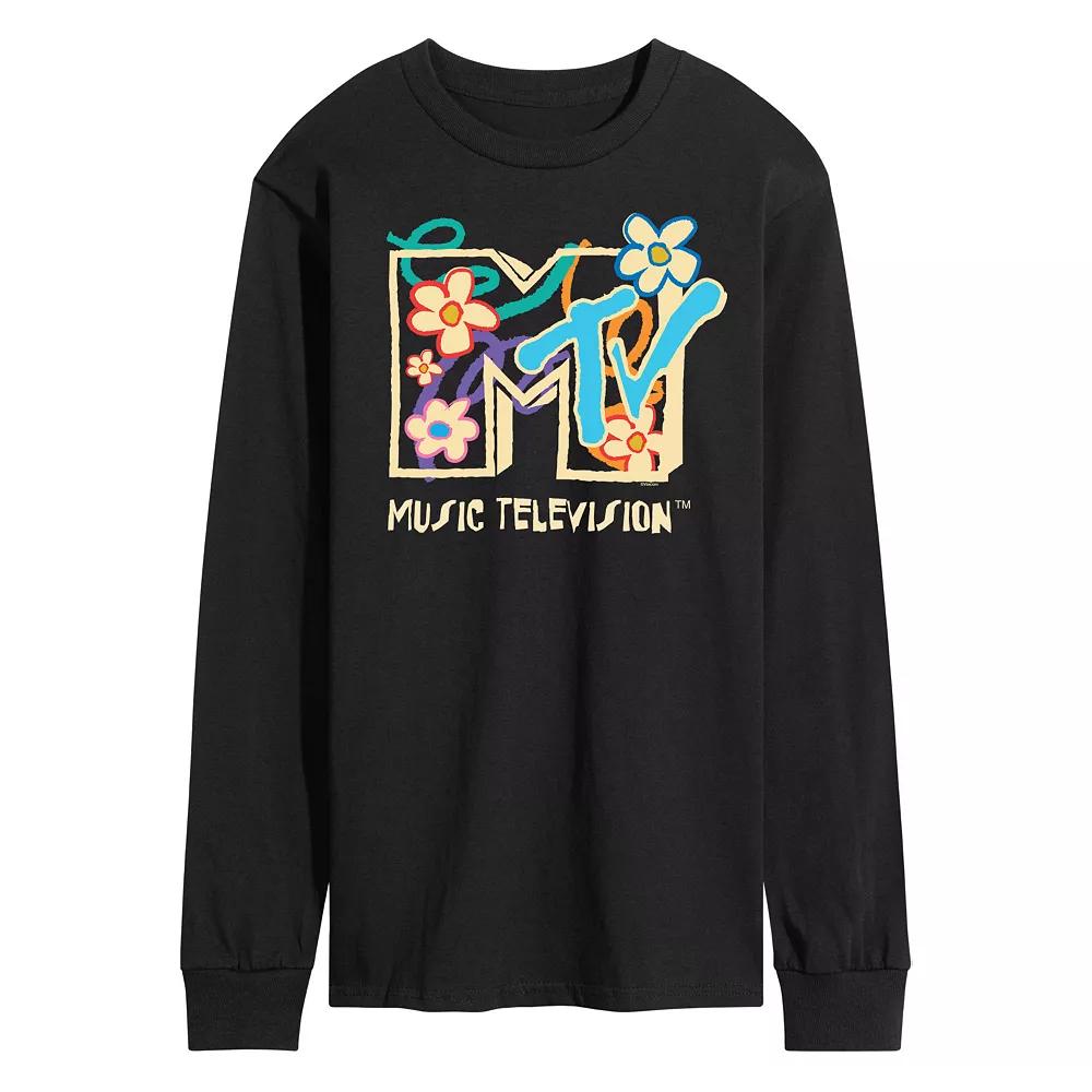 Men's MTV Floral Logo Long Sleeve Graphic Tee,  Product Image
