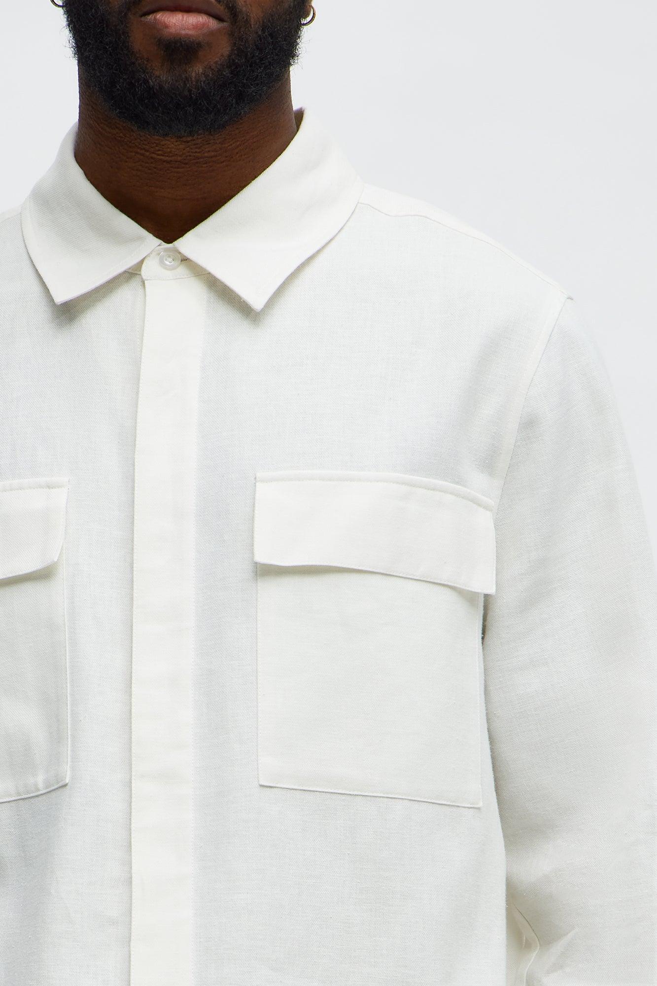 Bahamas Linen Long Sleeve Shirt - White Male Product Image