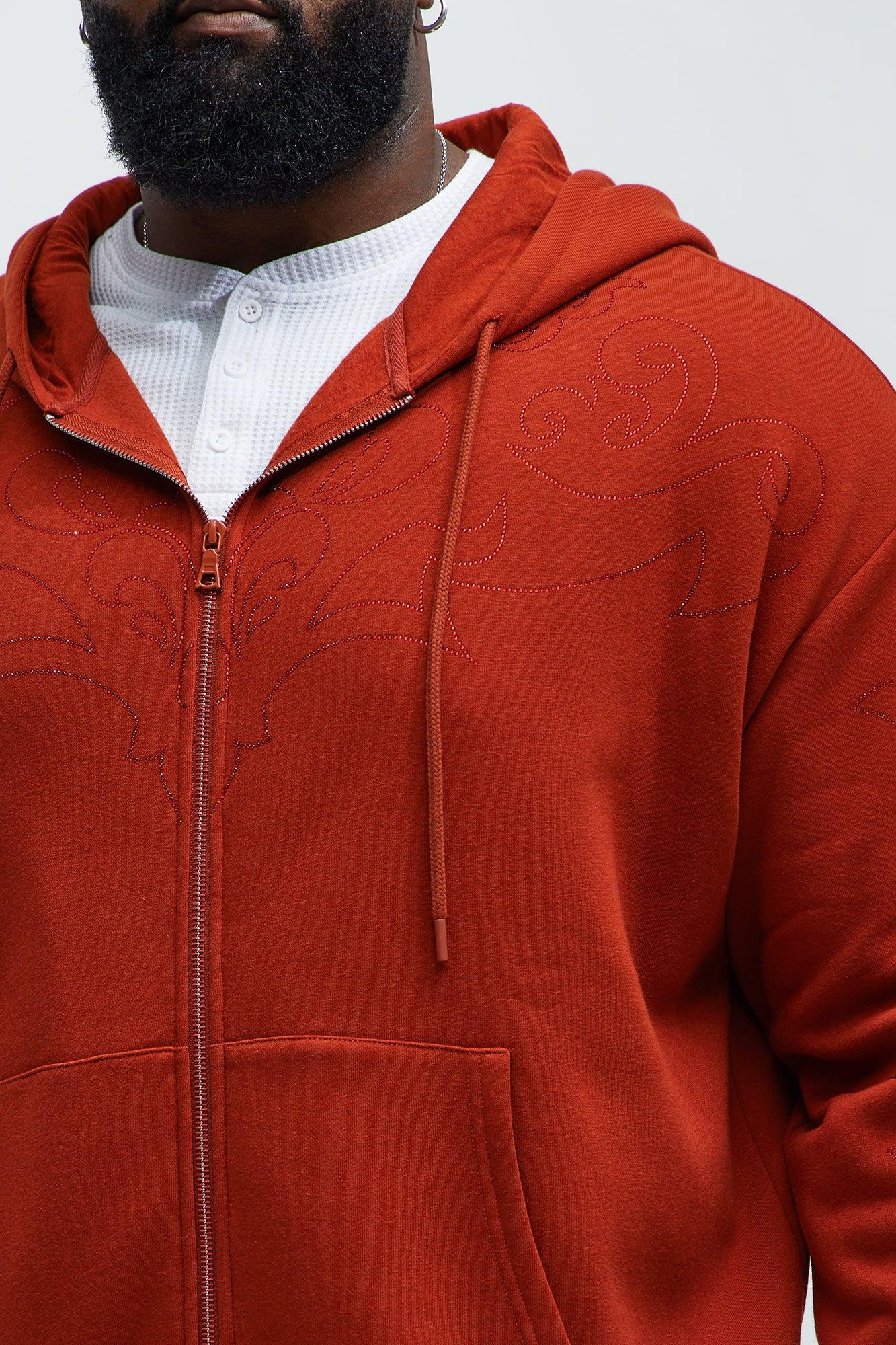 Tyson Western Zip Up Hoodie - Red Product Image
