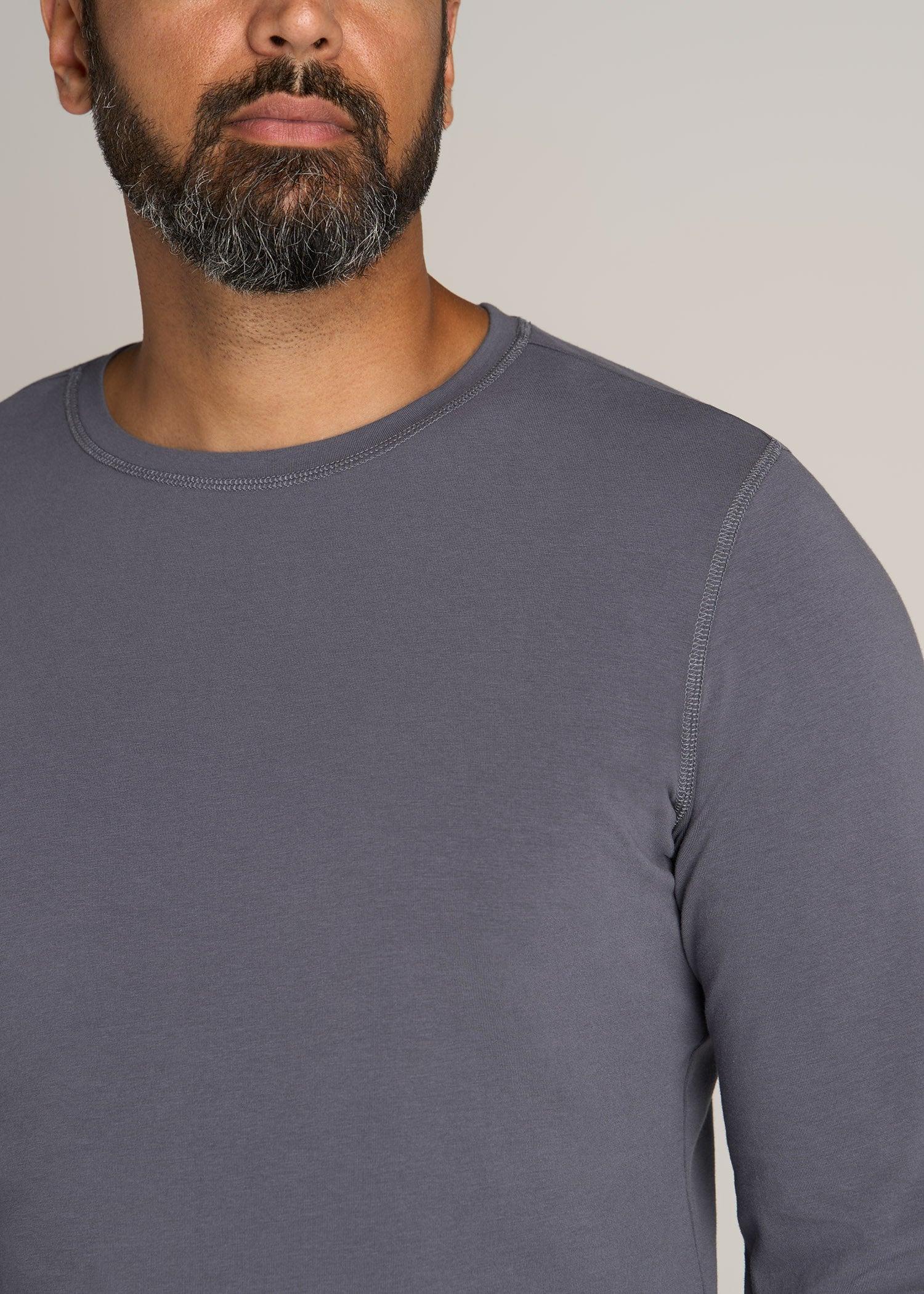 The Essential SLIM-FIT Long Sleeve Tee for Tall Men in Grey Blue Male Product Image