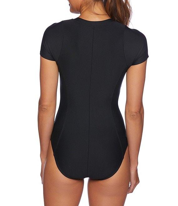 Next by Athena Good Karma Malibu Short Sleeve Zip Up One-Piece Swimsuit Product Image