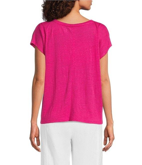 Eileen Fisher Organic Linen Jersey V-Neck Cap Sleeve Top Product Image