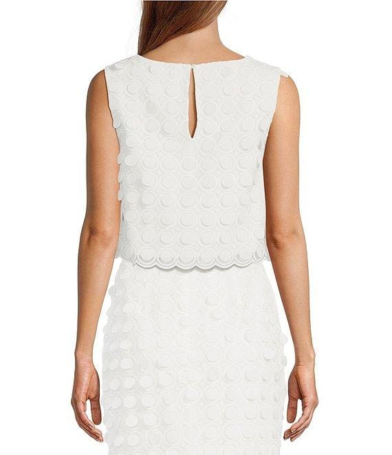 Trina Turk Embroidered Dot Square Neck Sleeveless Scallop Hem Top Product Image