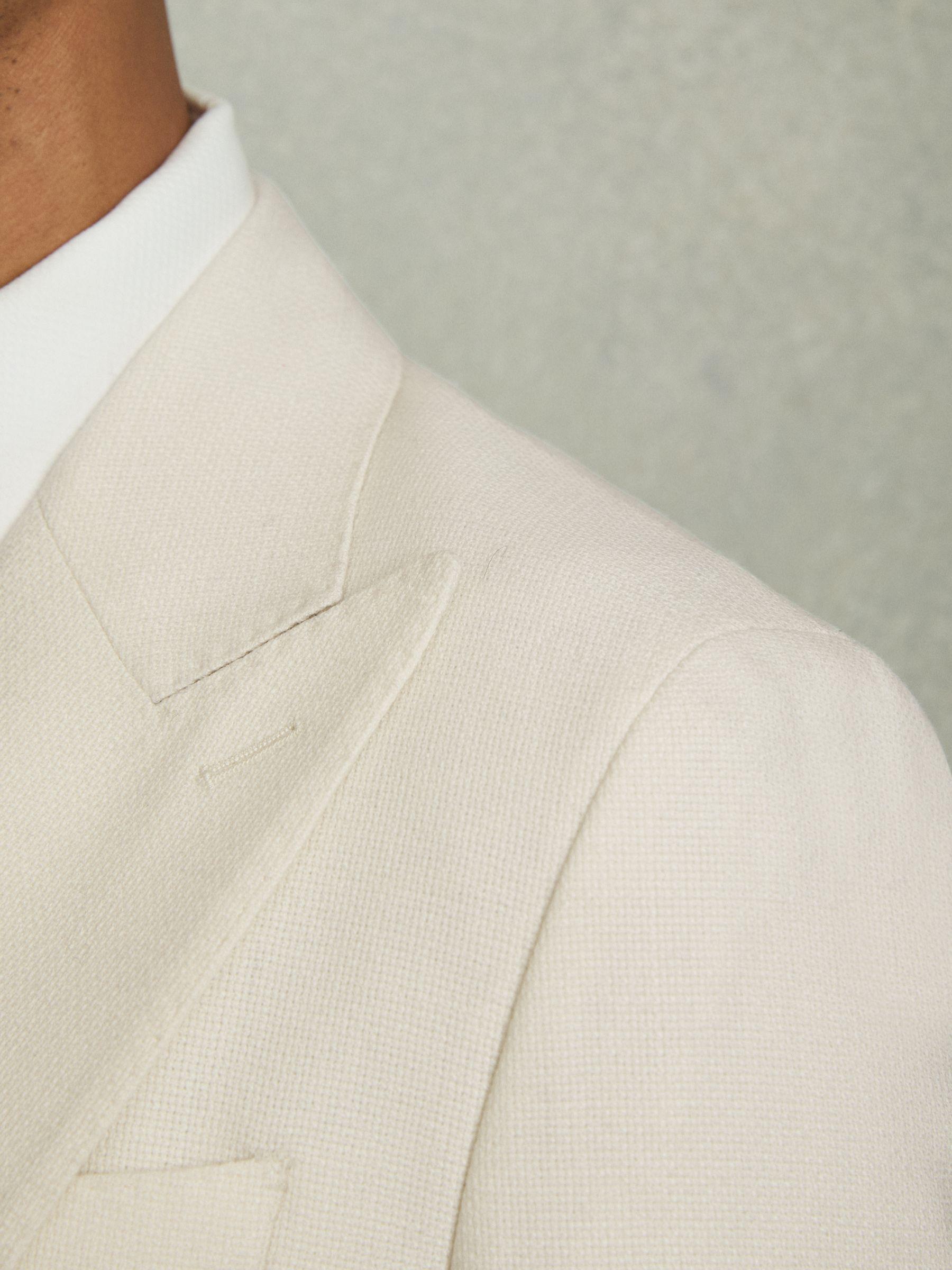 Regular-Fit Double-Breasted Sharkskin Wool-Blend Suit Blazer in Charcoal Grey Product Image