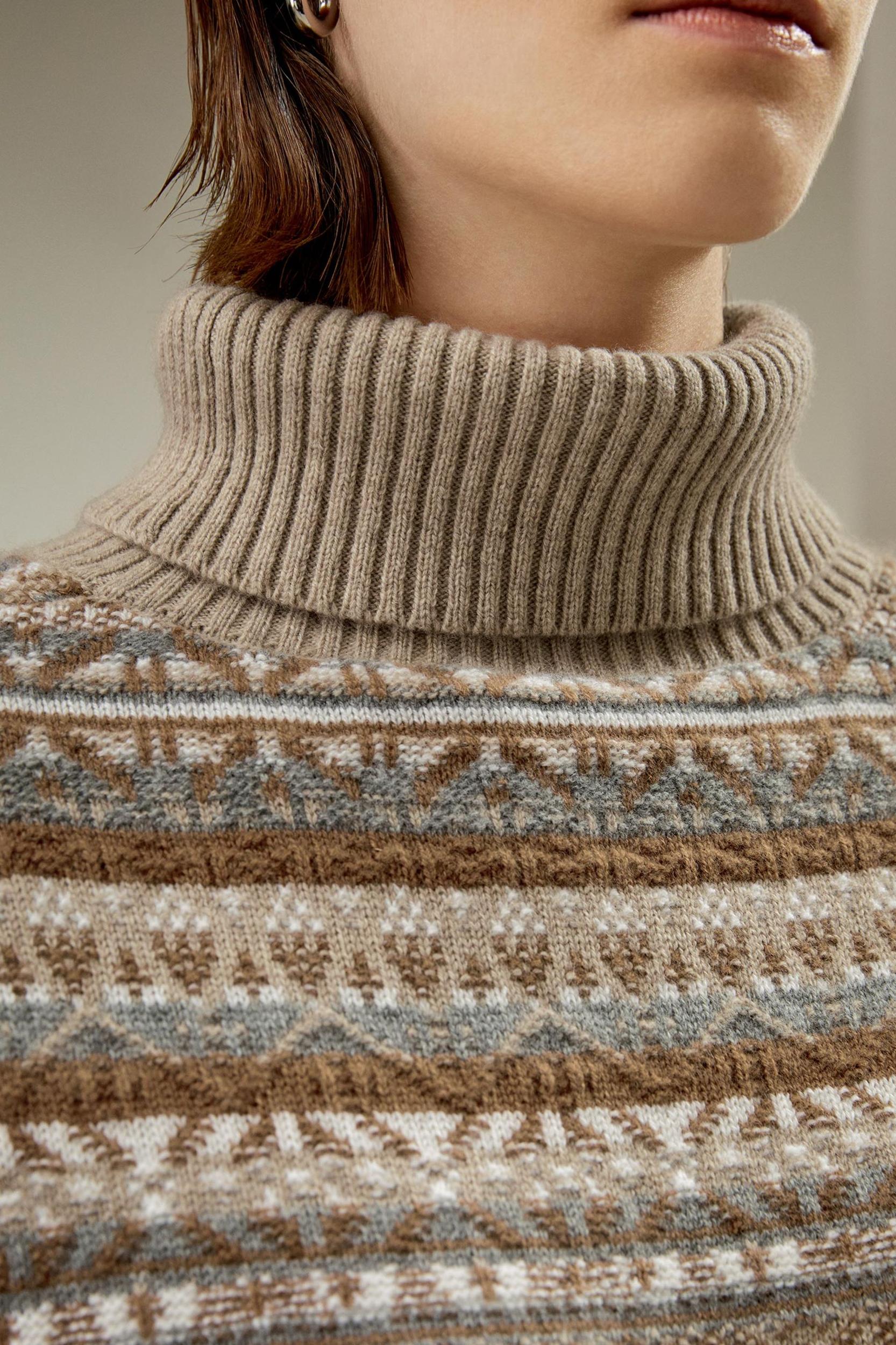 LILYSILK Womens Cashmere Pullover Sweater - Fair Isle Premium Cashmere - Soft Turtleneck Sweater M Product Image