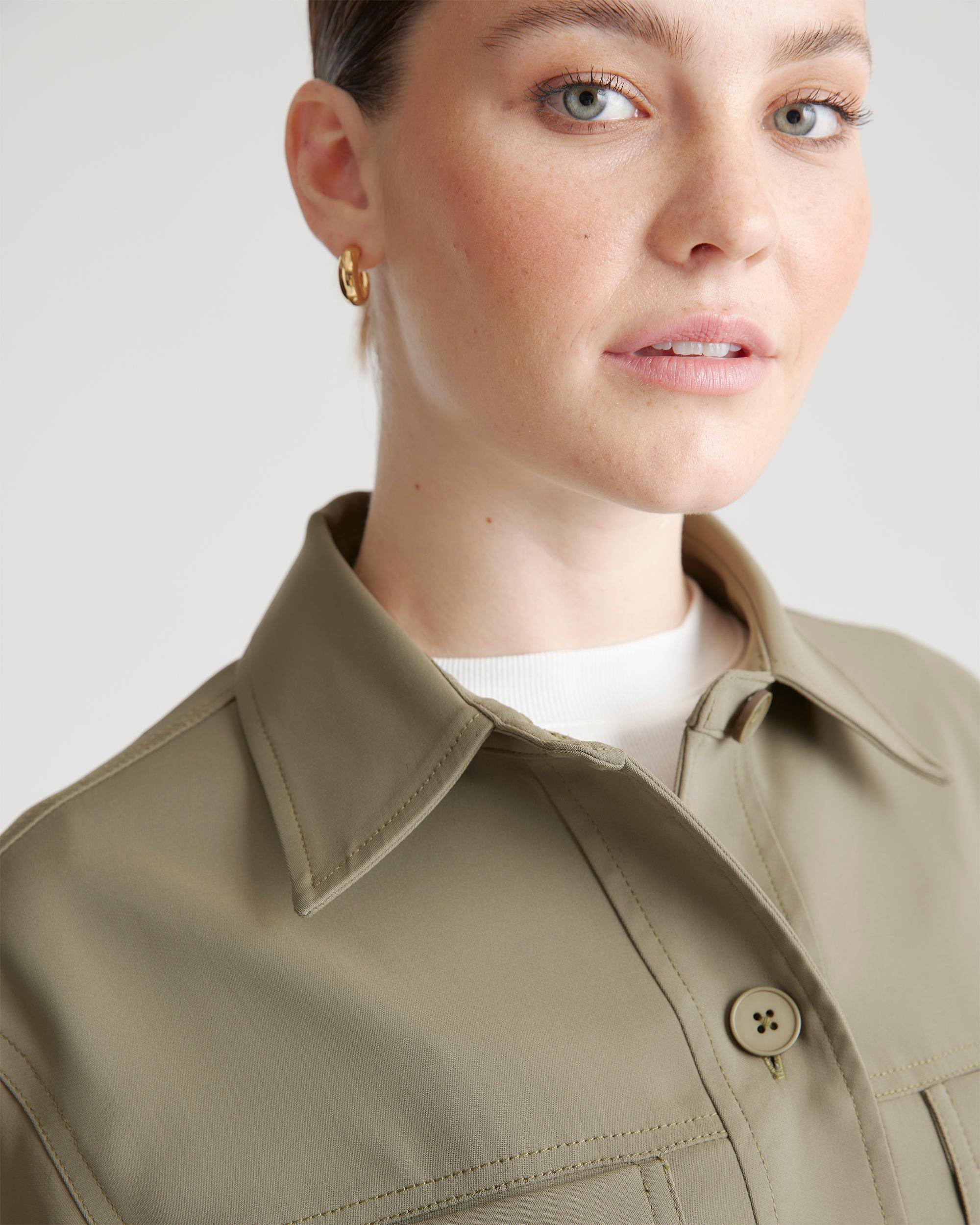 Quince | Women's Stretch Crepe Cropped Jacket Size XL, Recycled Polyester / Spandex Product Image