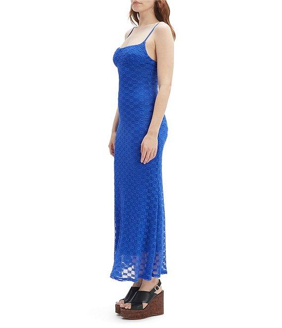 Bardot Adoni Square Neck Textured Floral Mesh Midi Slip Dress Product Image