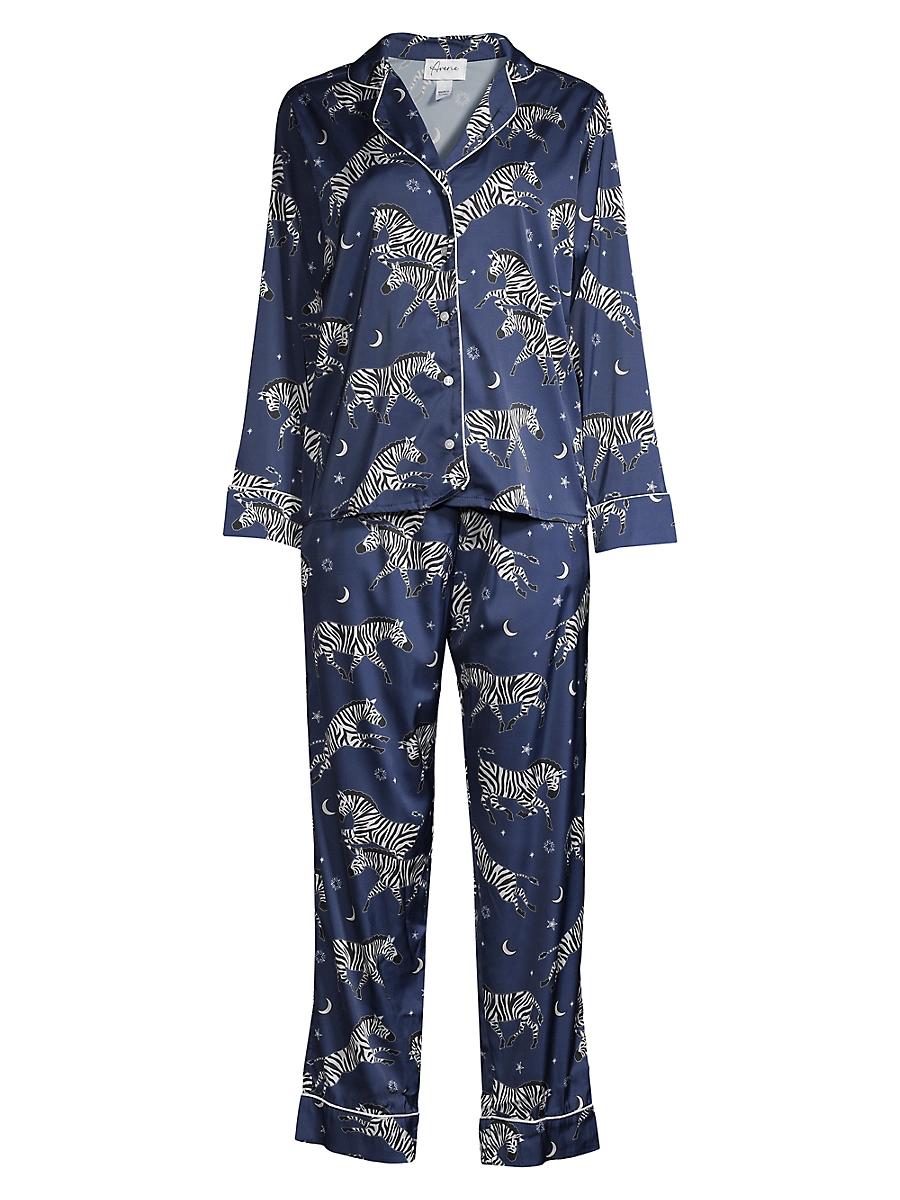 Womens Two-Piece Zebra Print Pajama Set Product Image