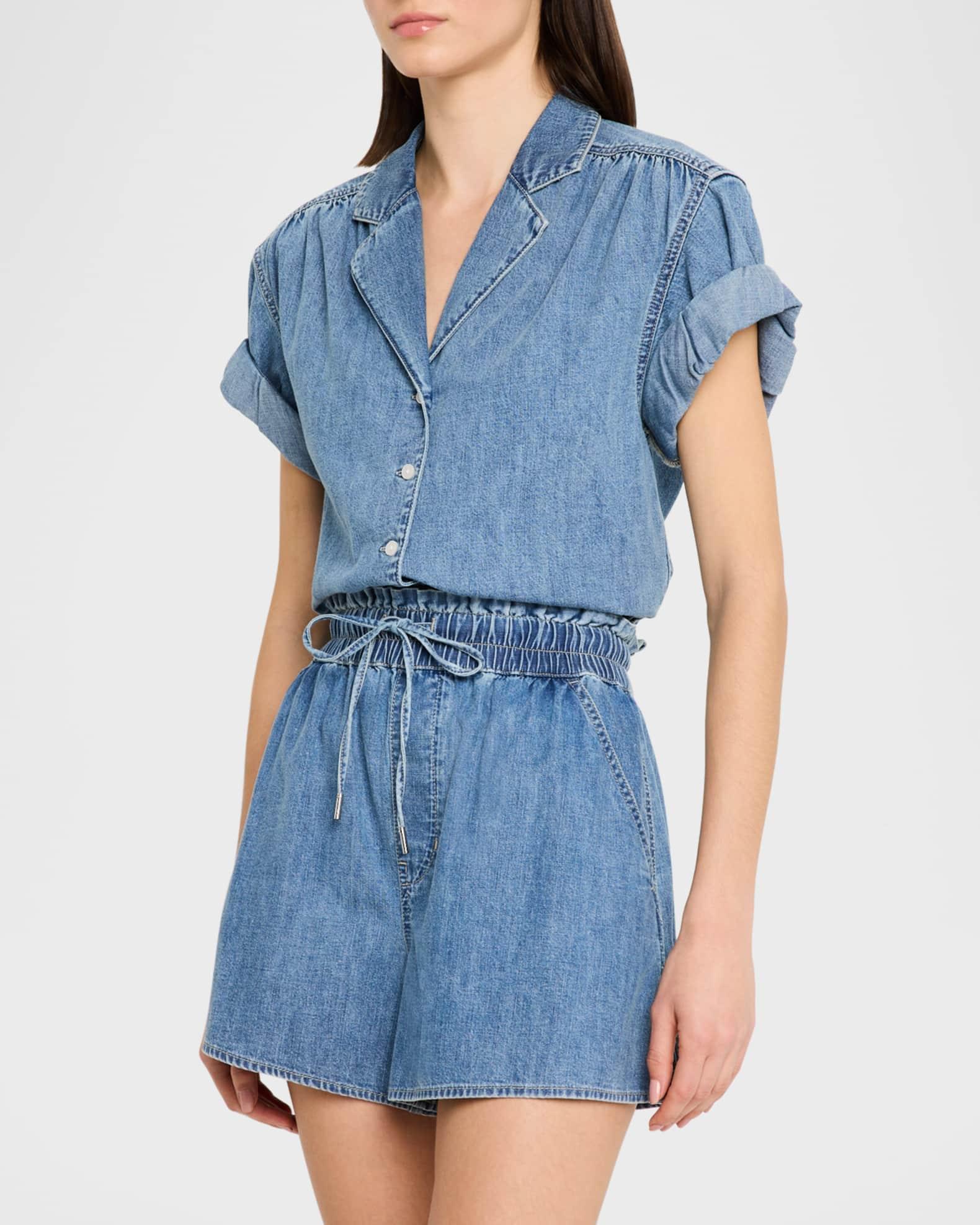 Ilene Denim Cuff-Sleeve Top  Product Image