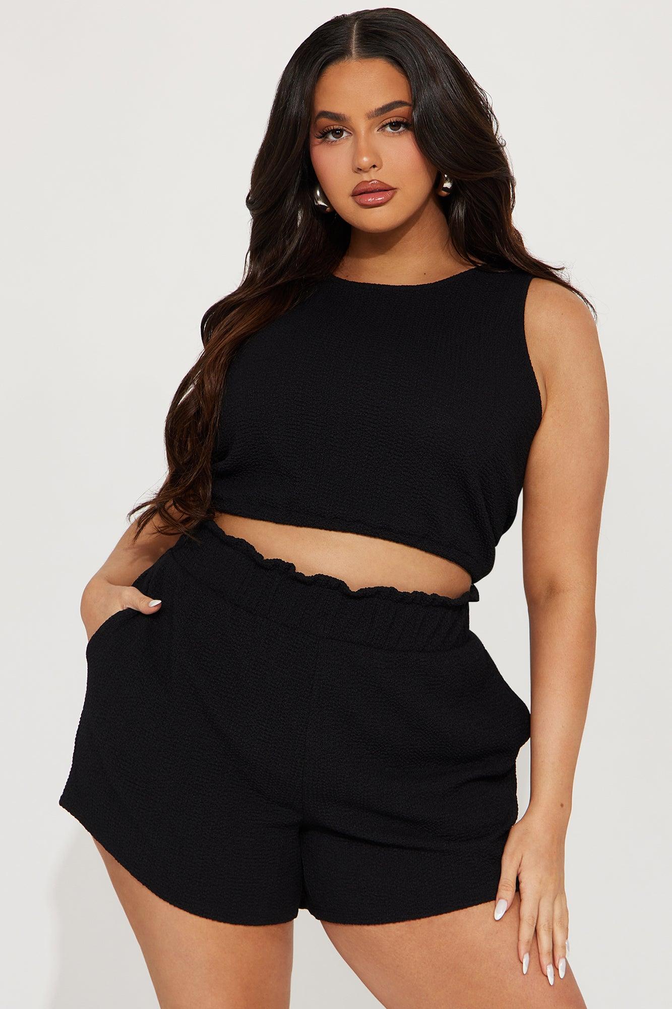 Viana Textured Short Set - Black Product Image