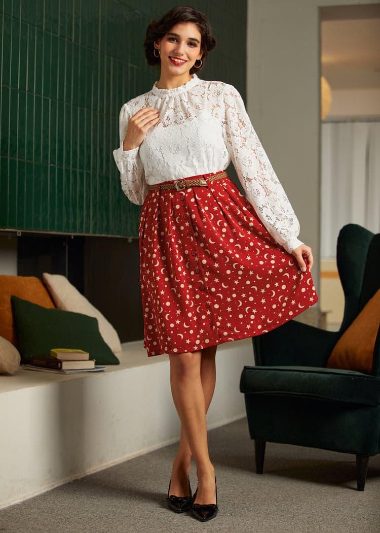 ModCloth Mad Men Ruffle Mock Neck Blouse Product Image