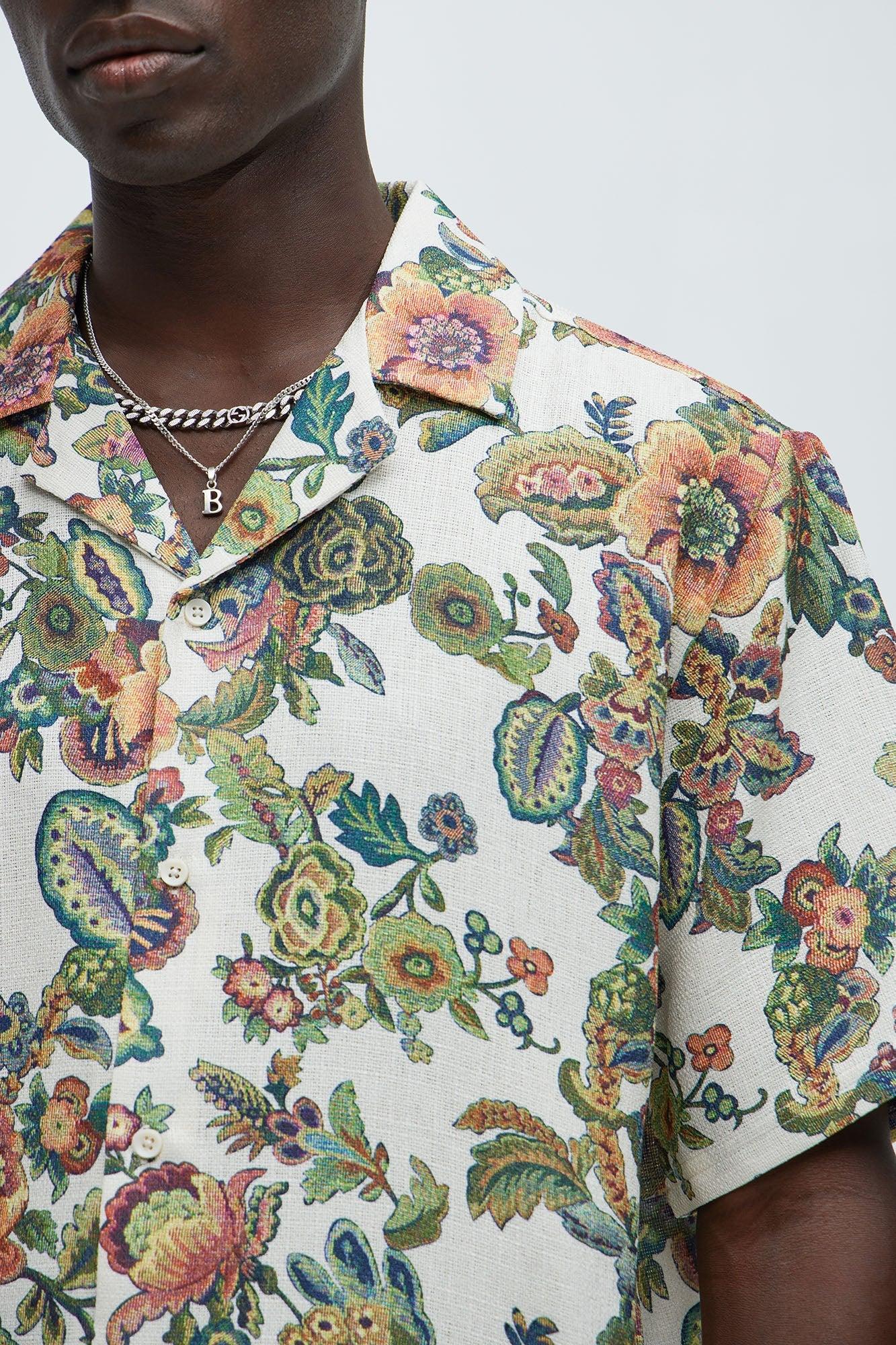 Floral Detail Shirt - Off  White/combo Product Image