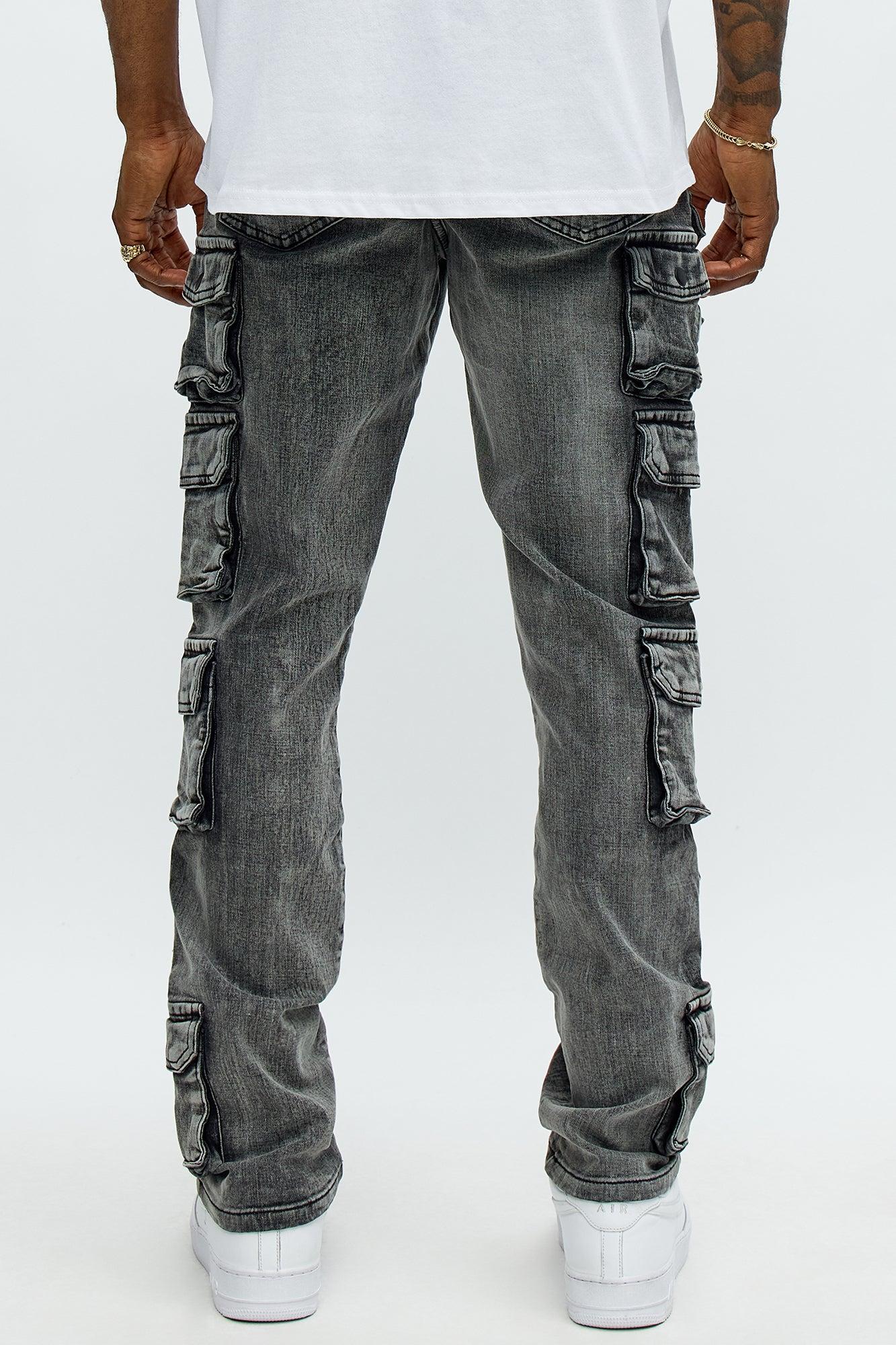 Utility Many Pockets Slim Jeans - Black Wash Male Product Image