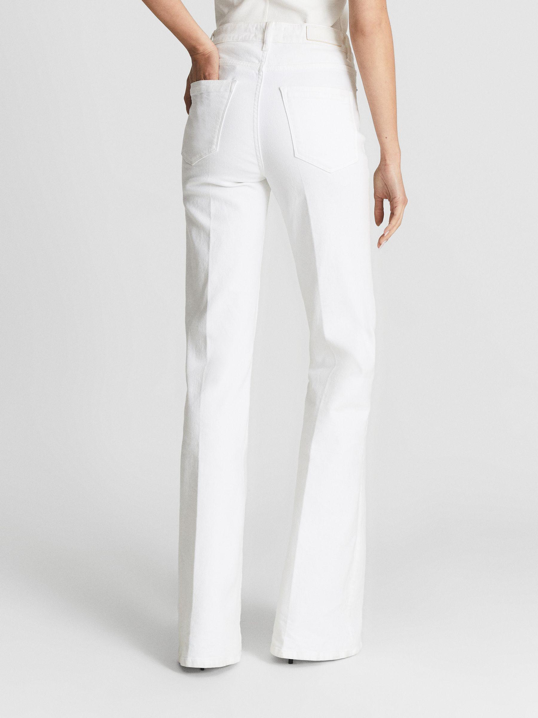 High Rise Skinny Flared Jeans in White Product Image