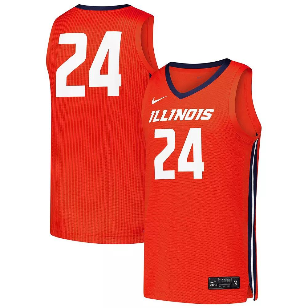 Men's Nike #24 Orange Illinois Fighting Illini  Replica Basketball Jersey, Size: Large Product Image