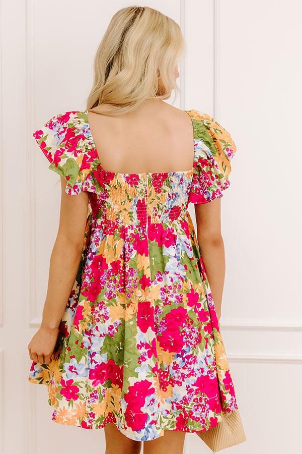 Garden Serenade Floral Mini Dress in Sangria Product Image