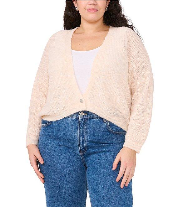 Vince Camuto Plus Size V-Neck Long Sleeve Button Front Cardigan Product Image