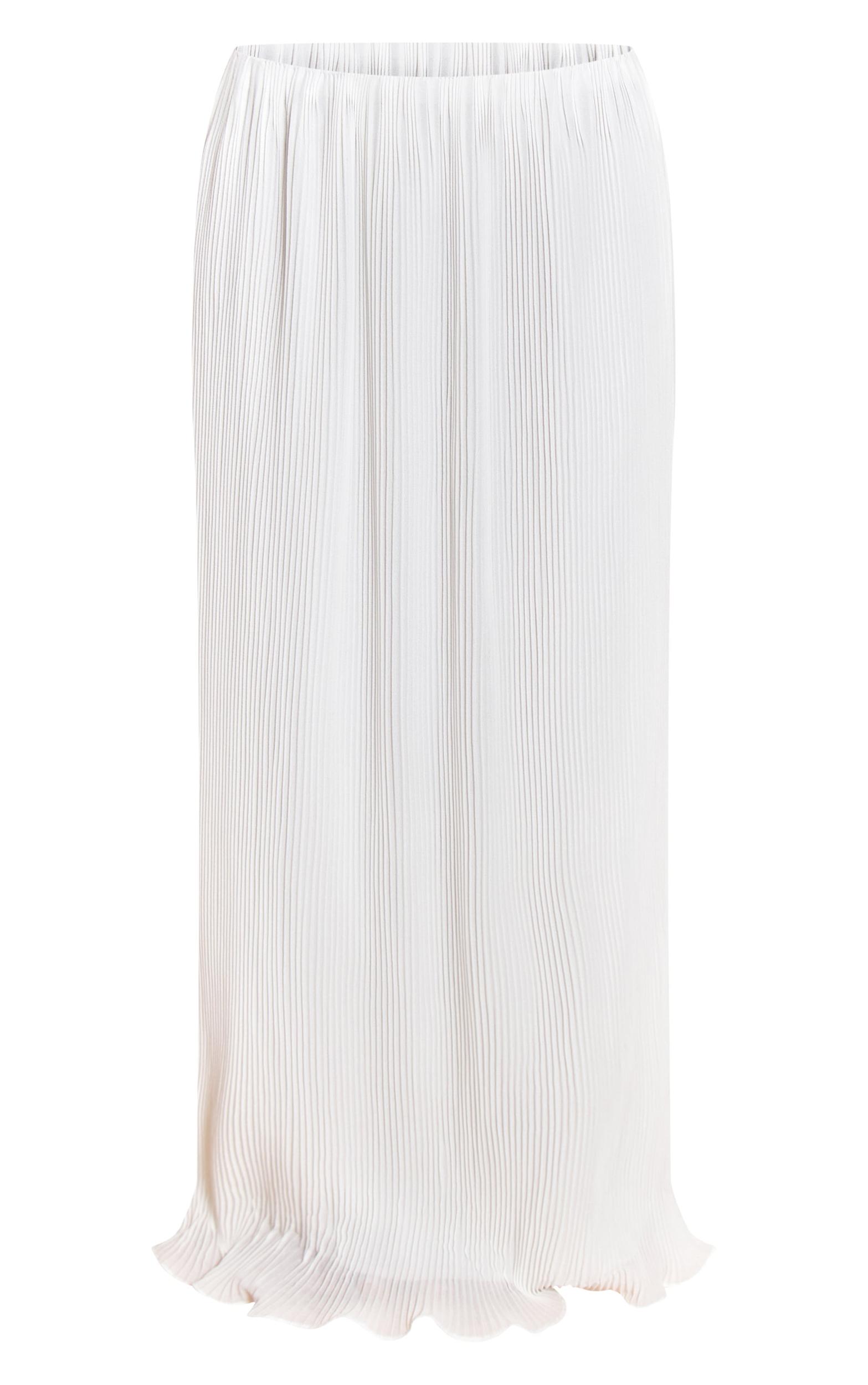 Petite White Plisse Fitted Waist Maxi Skirt Product Image