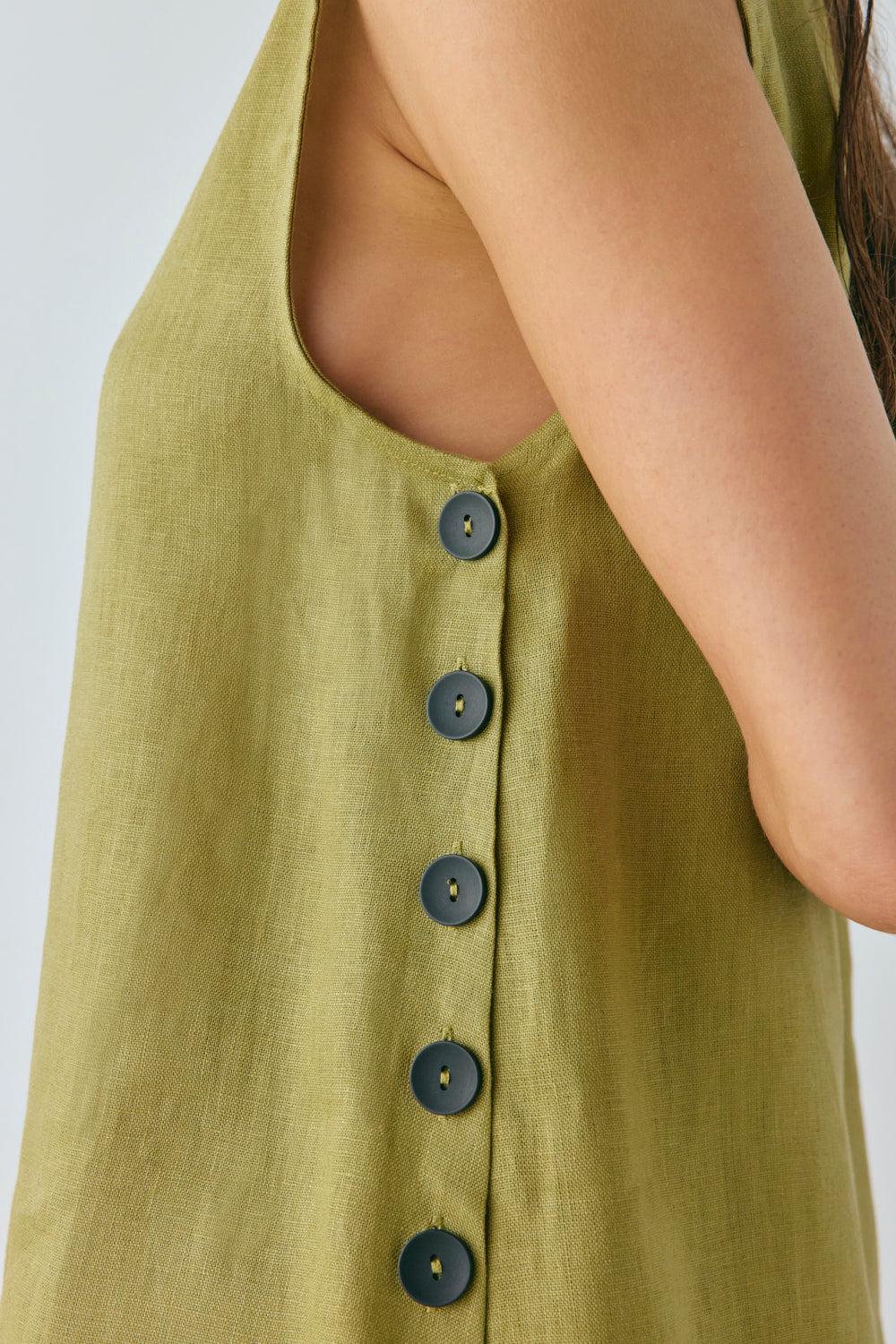 Annabelle Linen Mini Dress Olive Product Image