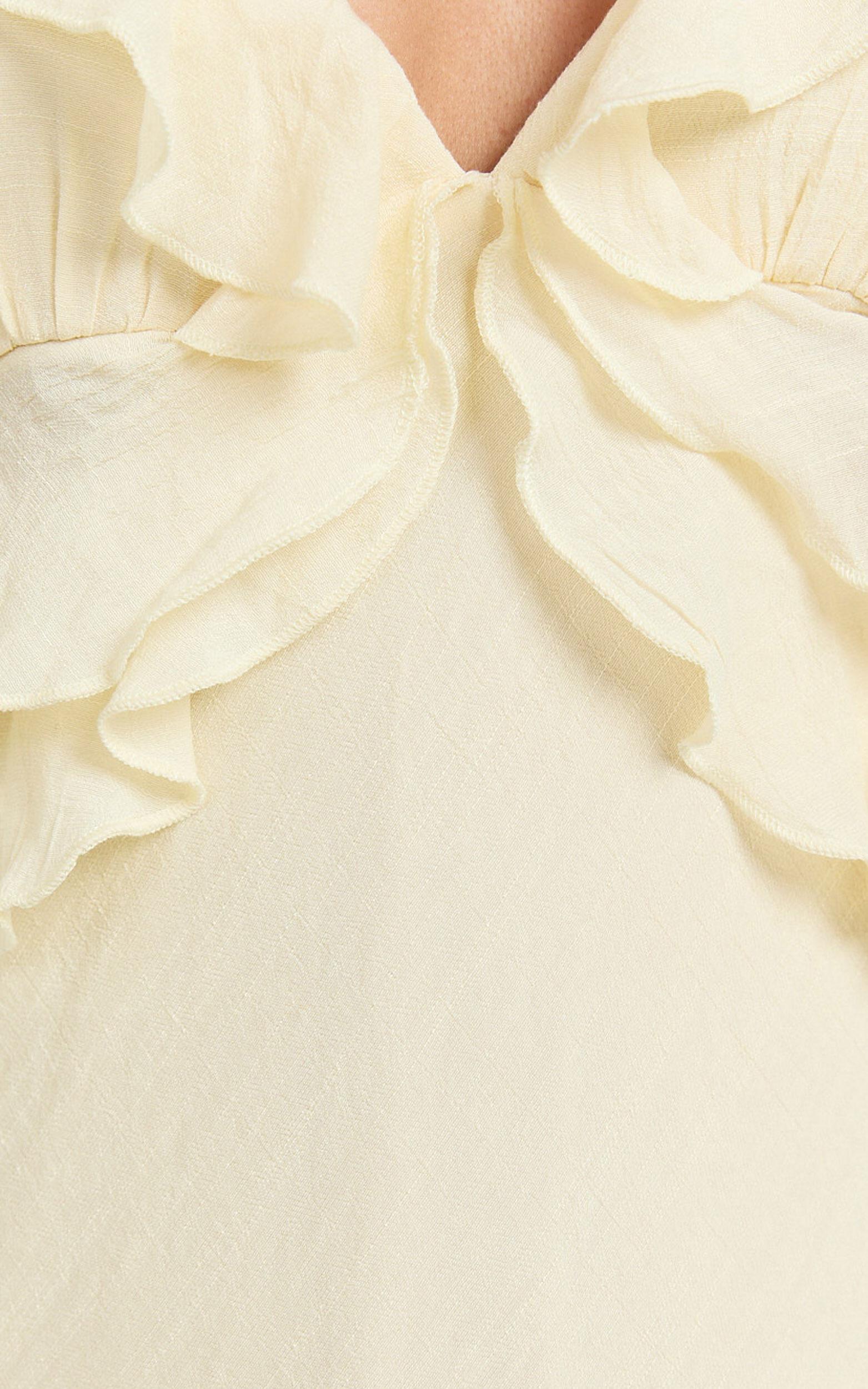 Dahlia Midi Dress - Ruffle Details Slip Dress in Lemon Product Image
