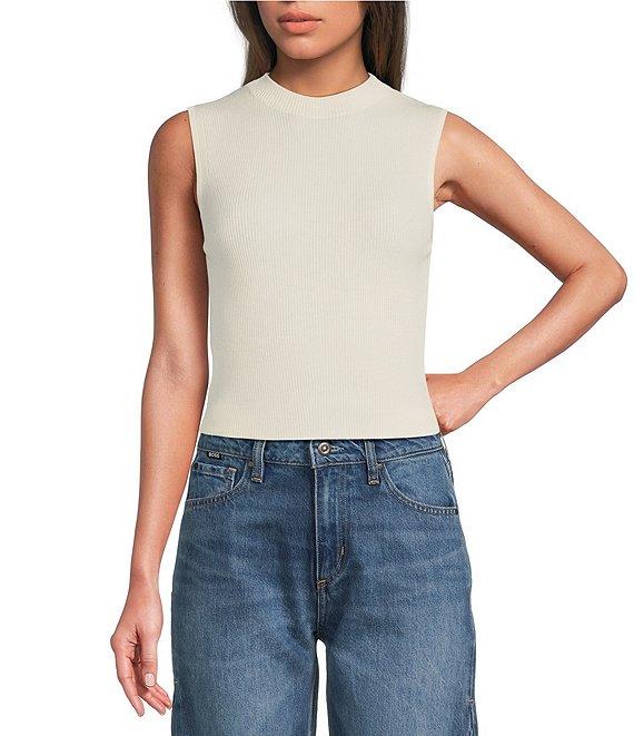 BOSS by Hugo Boss Solid Knit Mock Neck Sleeveless Coordinating Tank Top Product Image