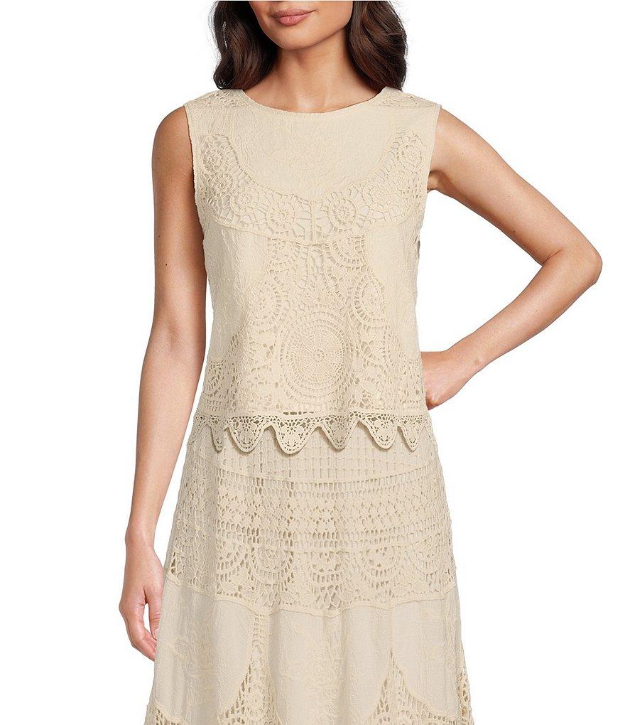 Reba Crochet Scoop Neck Coordinating Sleeveless Top Product Image