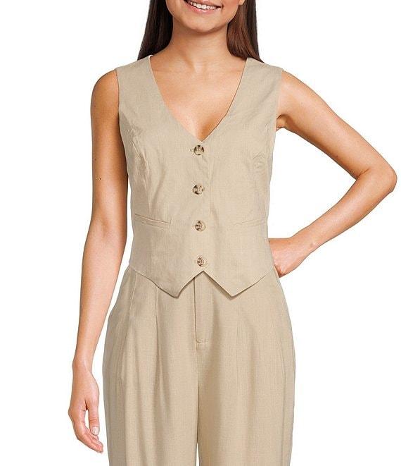 Takara Sleeveless Linen-Blend Coordinating Vest Product Image
