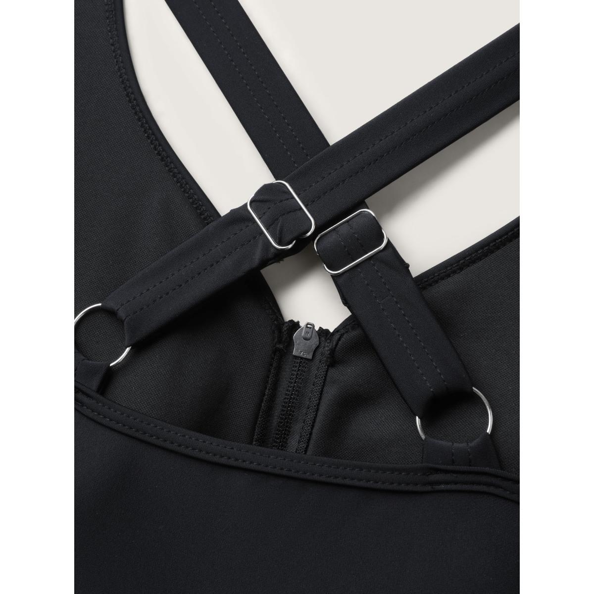 Plus Size Stripes Color Contrast One-Piece Swimsuit Women's Swimwear Black Beach Contrast Curve Bathing Suits High stretch One Pieces BloomChic 30/6X Product Image