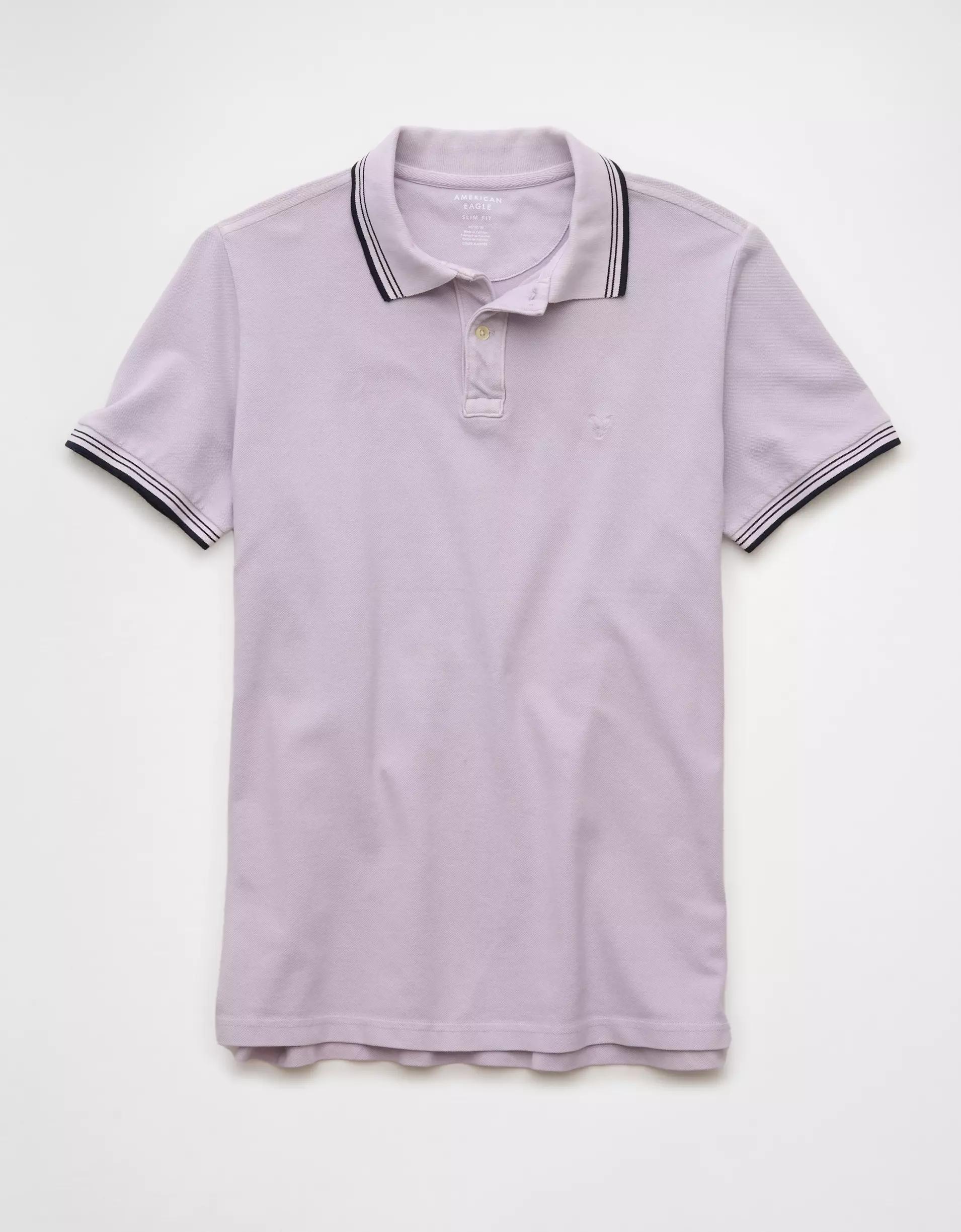 AE Lived-In Stretch Pique Slim Fit Tipped Polo Shirt Product Image
