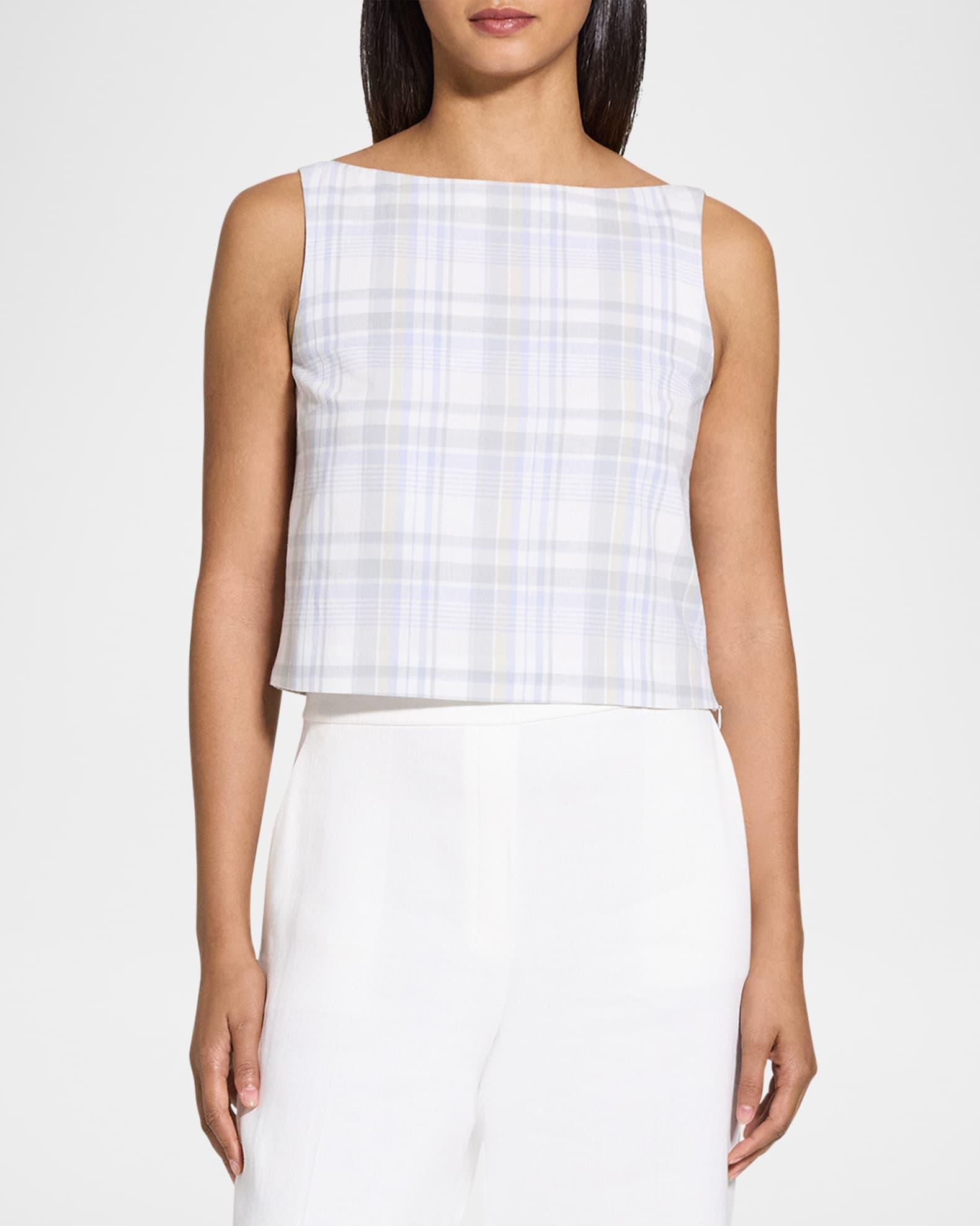 Plaid Bateau-Neck Top Product Image