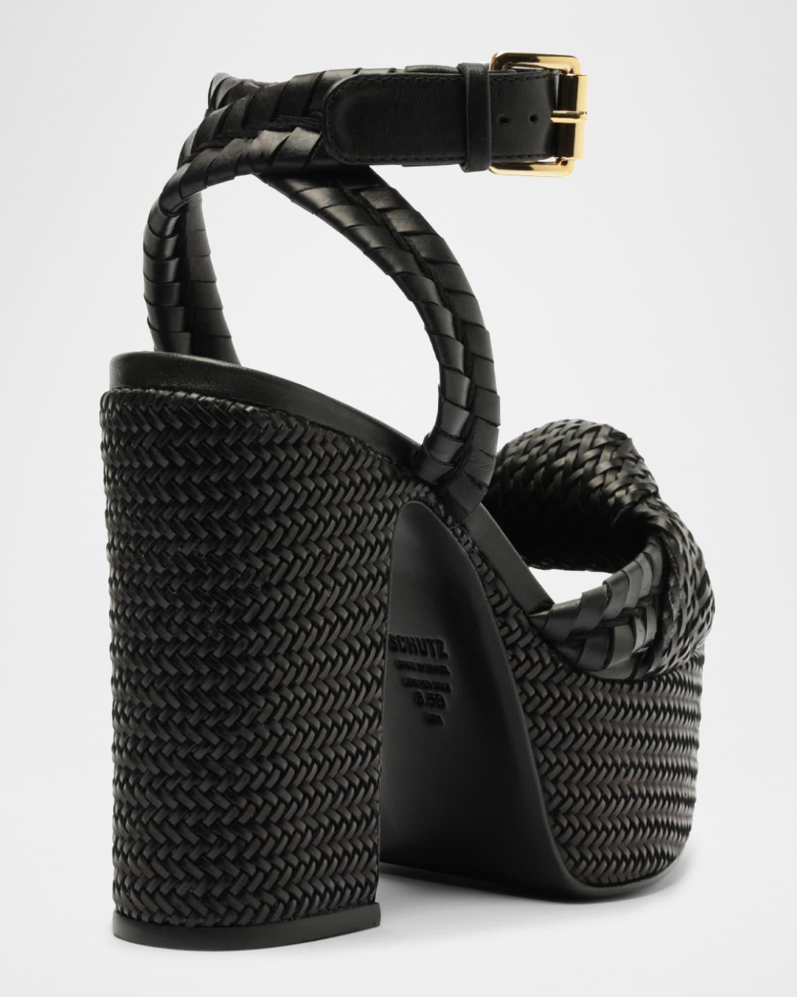 Khari Knotted Leather Ankle-Strap Platform Sandals Product Image