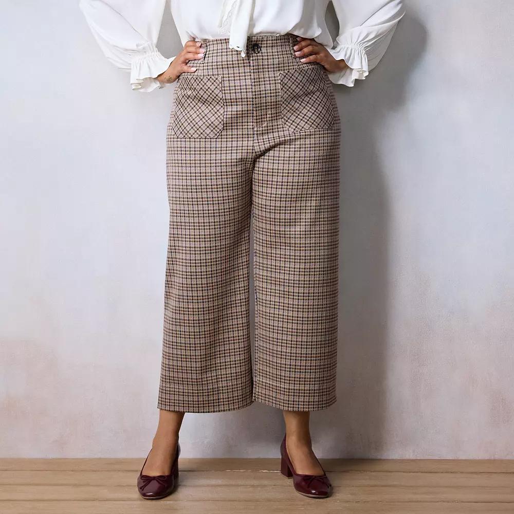 Plus Size LC Lauren Conrad Super High Rise Wildflower Wide Leg Cropped Pants, Women's, Size: 22 W, Blue Houndsto Product Image