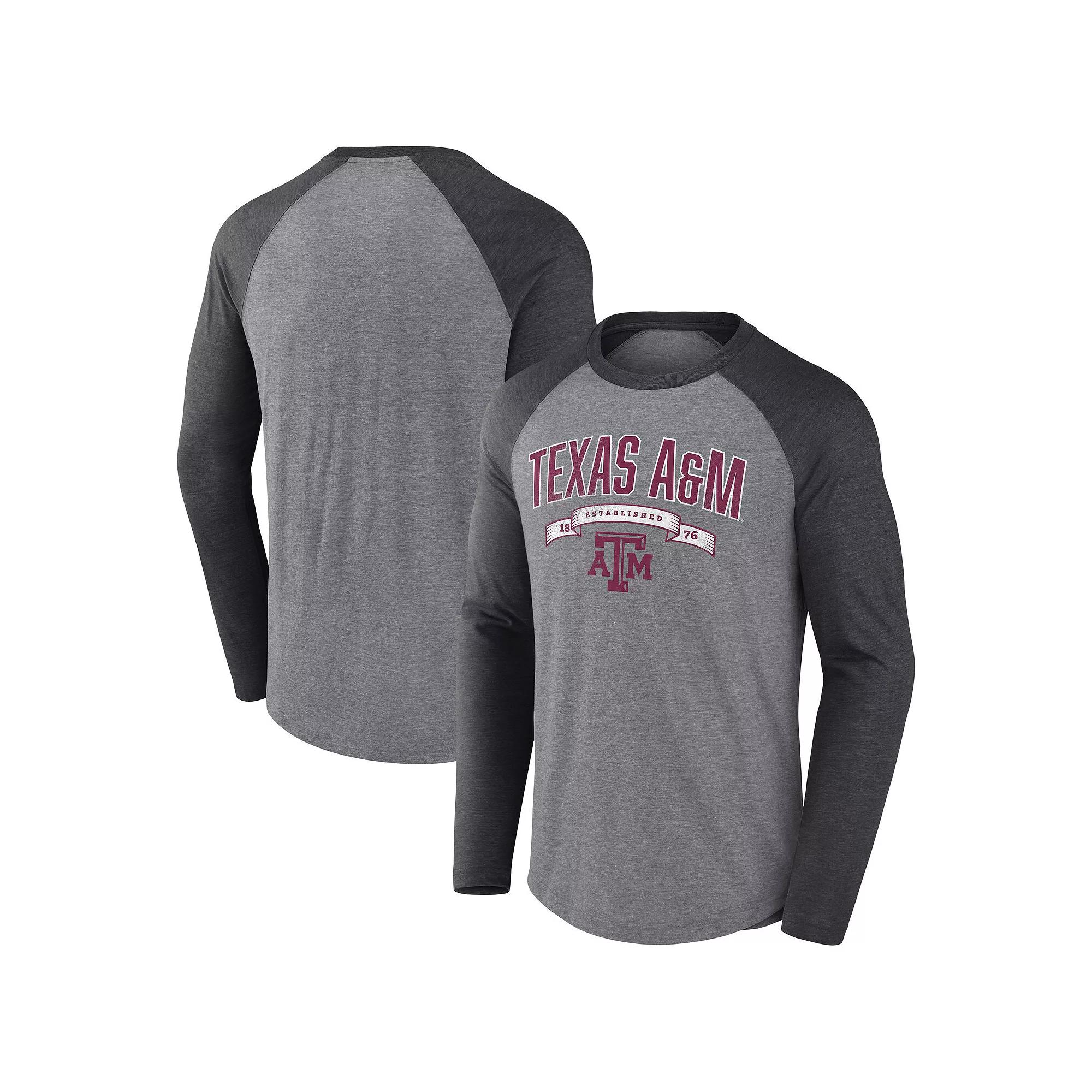 Men's Fanatics Gray Texas A&M Aggies Banner Year Tri-Blend Raglan Long Sleeve T-Shirt,  Product Image