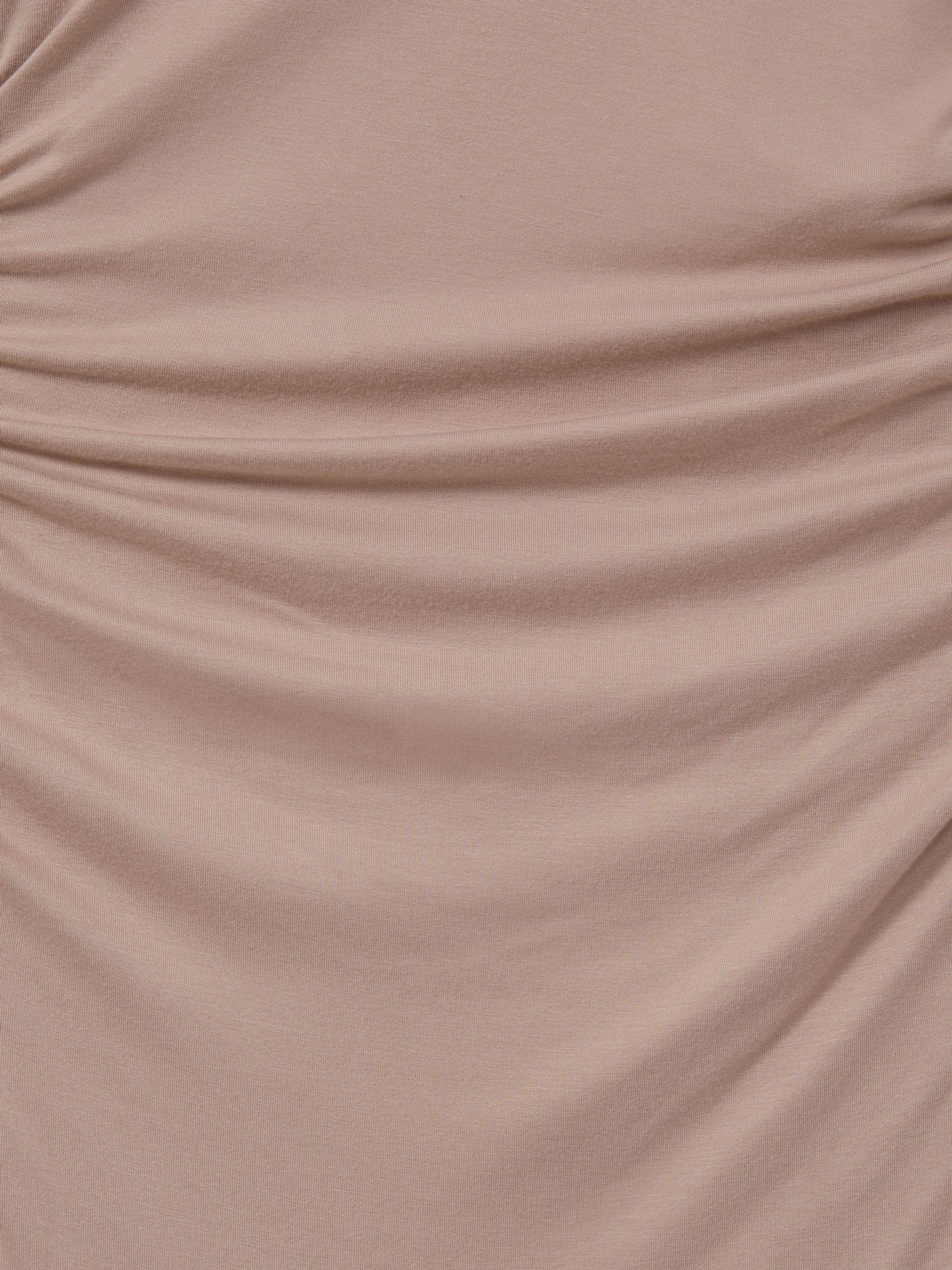 Petite One-Shoulder Ruched-Jersey Midi Dress in Blush Product Image