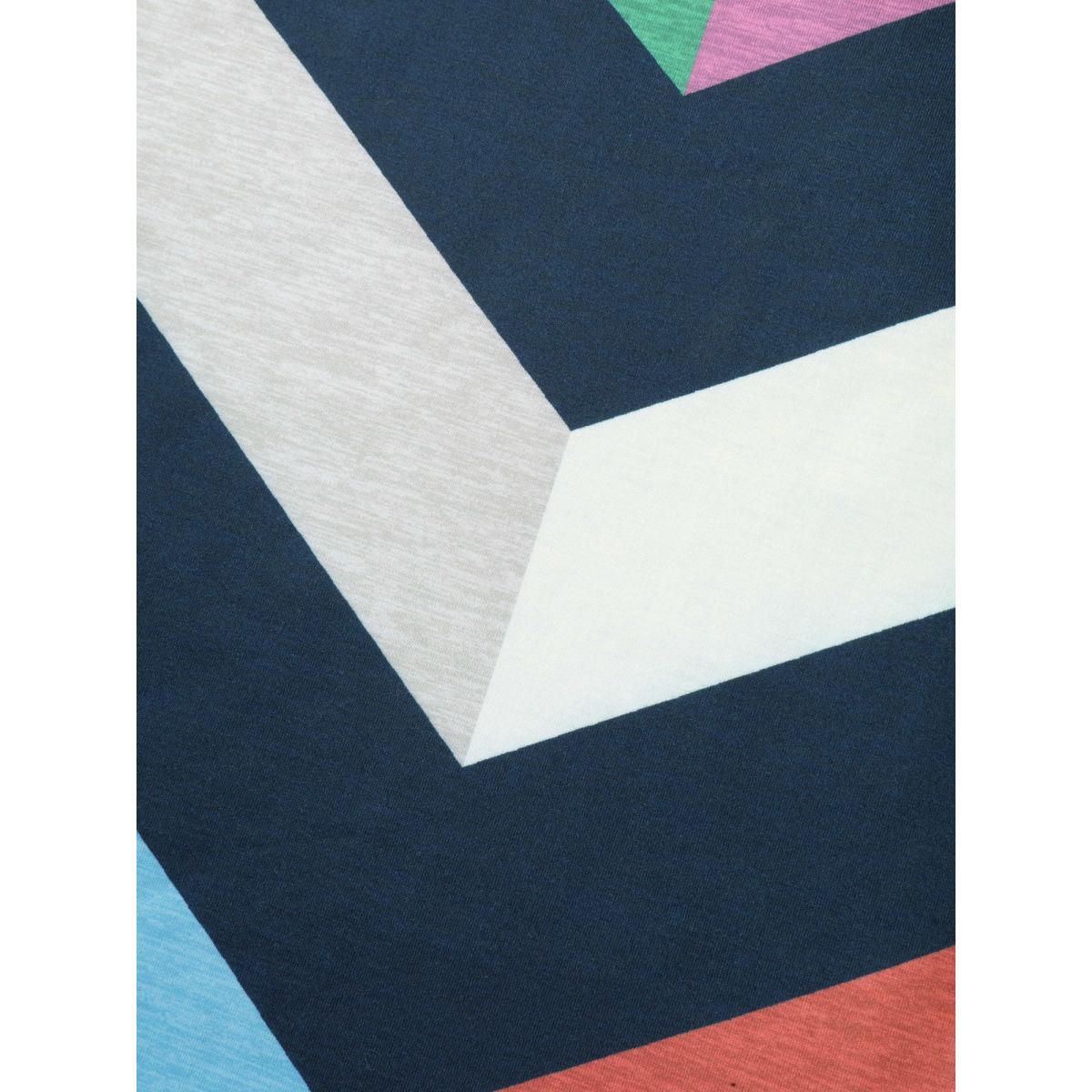 Plus Size Color Block Wavy Print T-Shirt Multicolor Women Playful Contrast Round Neck Loose Casual T-shirts BloomChic 18-20/2X Product Image