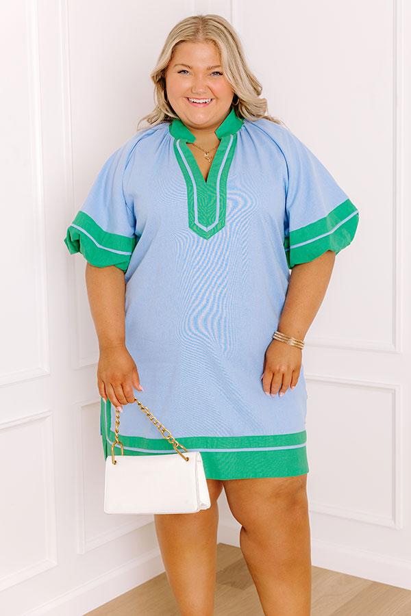 Boardwalk Babe Linen-Blend Mini Dress in Sky Blue Curves Product Image