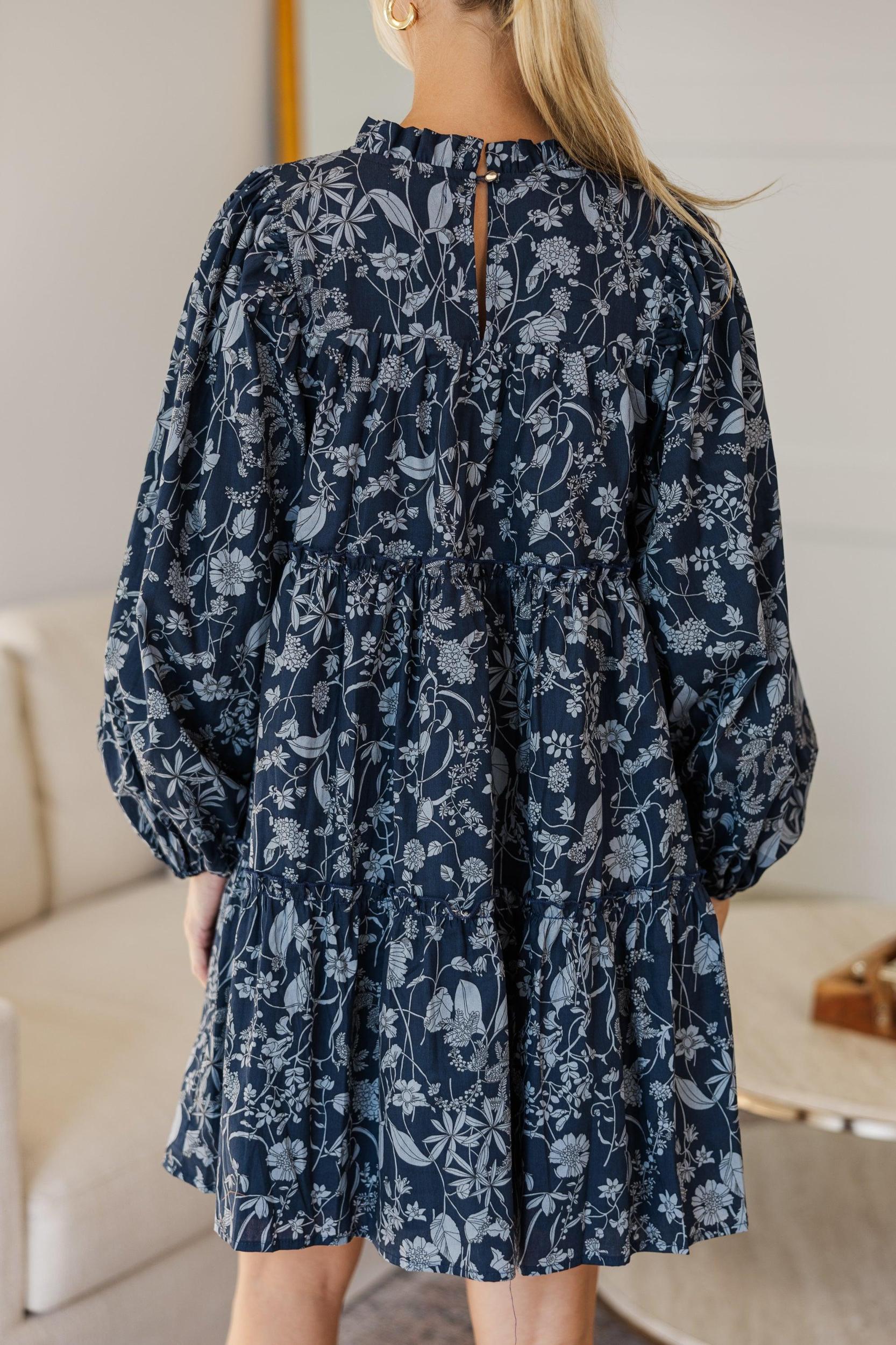 NURSING COLLECTION: Be Your Best Navy Toile Babydoll Dress Female Product Image