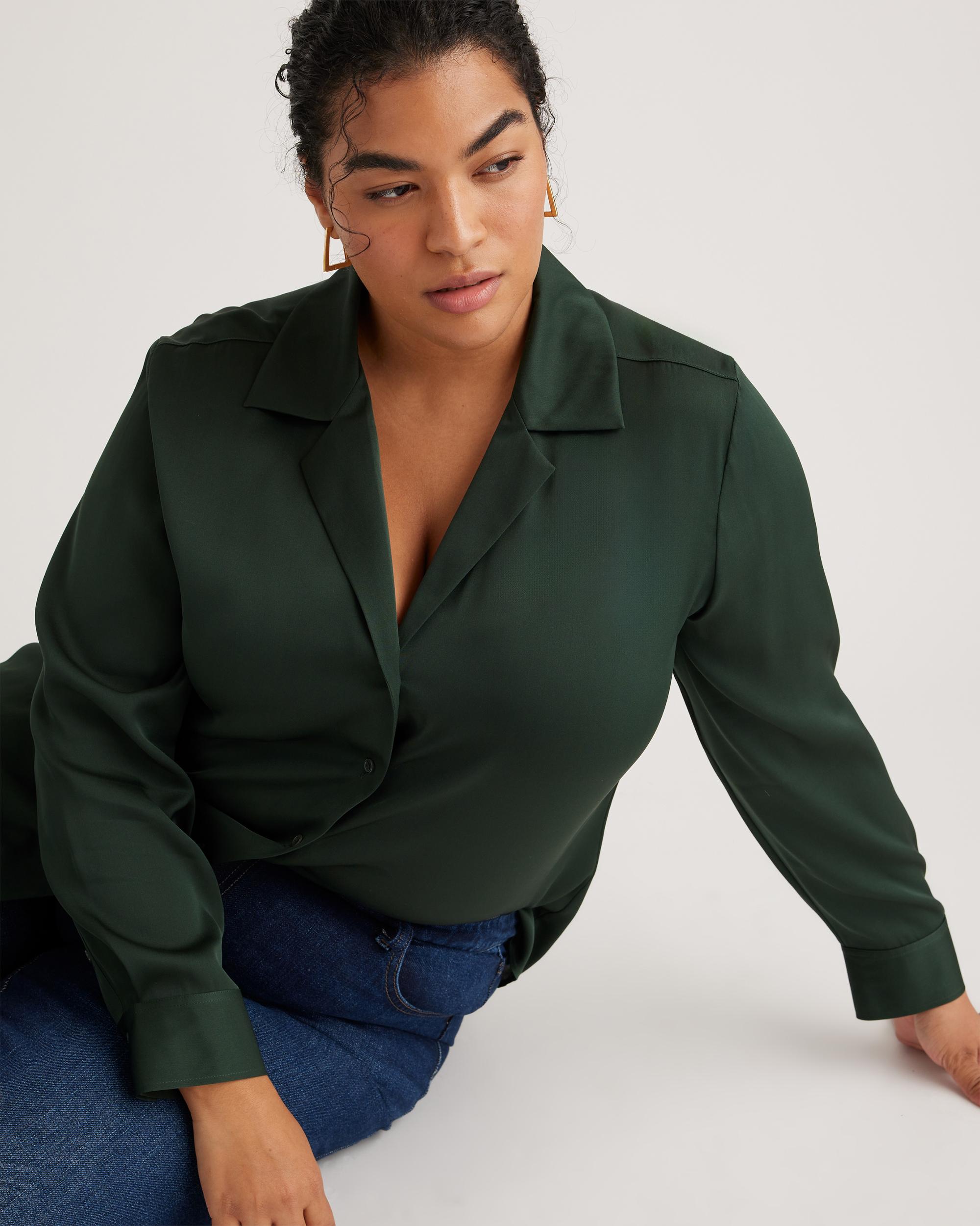 Quince | Women's Washable Stretch Silk Notch Collar Blouse Product Image